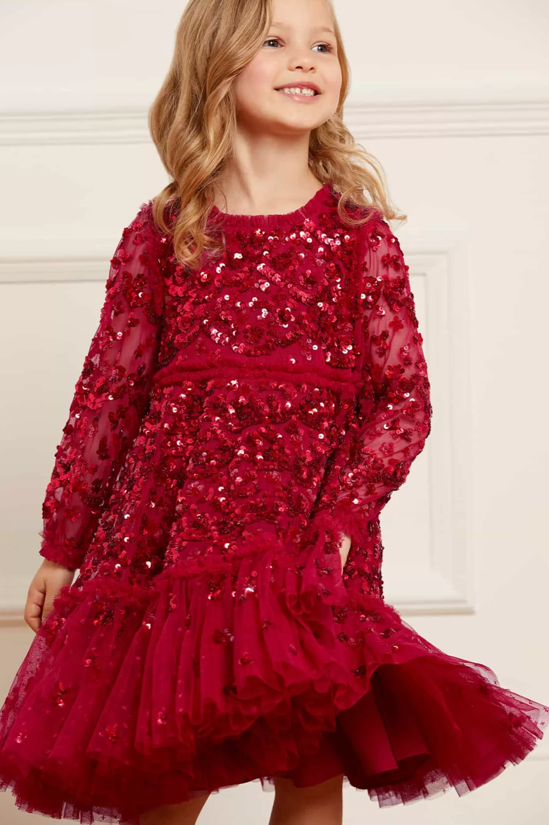 Needle & Thread Embellished Dresses | Responsibly Sourced>Alina Sequin Kids Dress Red