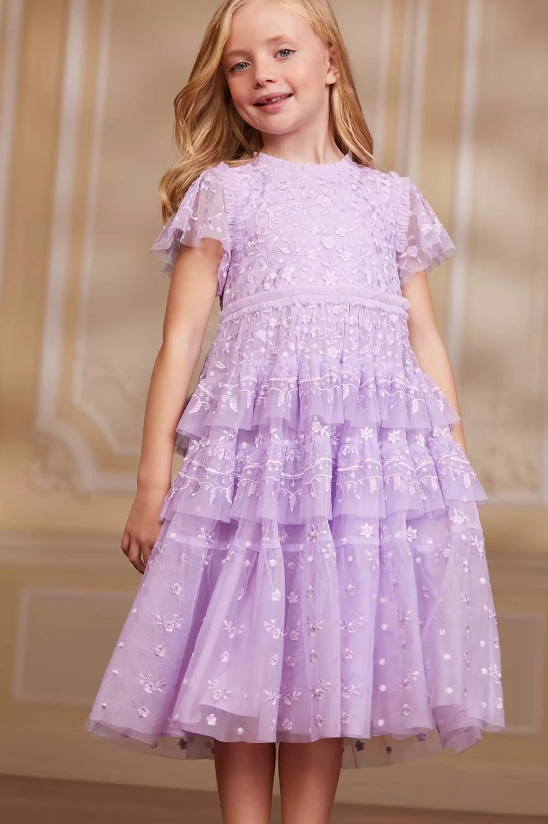 Needle & Thread Flower Girl | Flower Girl>Angelica Lace Kids Dress Purple