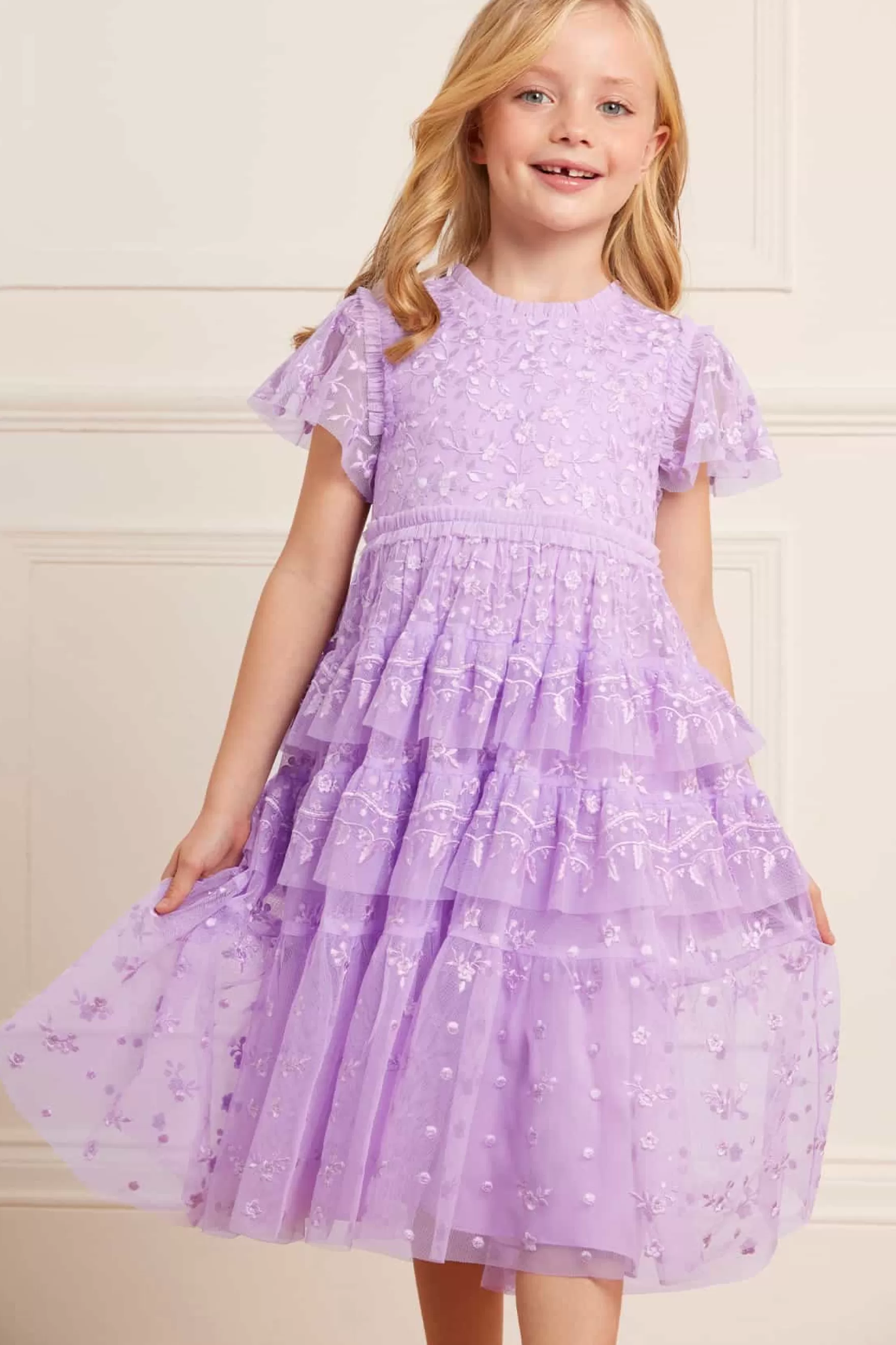 Needle & Thread Flower Girl | Flower Girl>Angelica Lace Kids Dress Purple