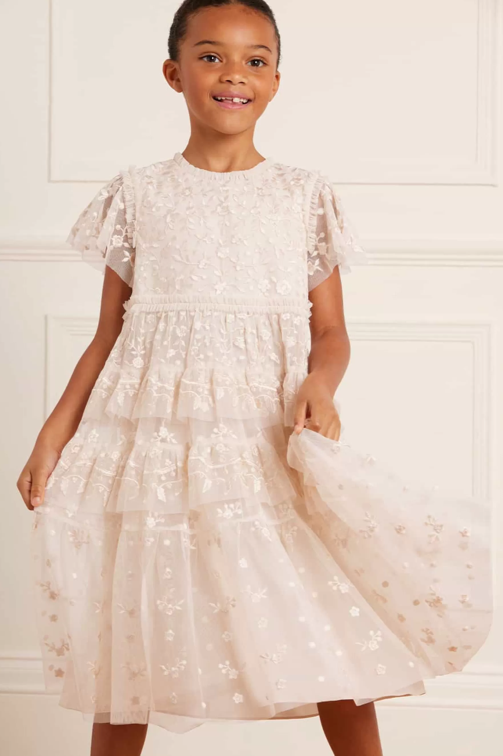 Needle & Thread Flower Girl | Flower Girl>Angelica Lace Kids Dress Champagne
