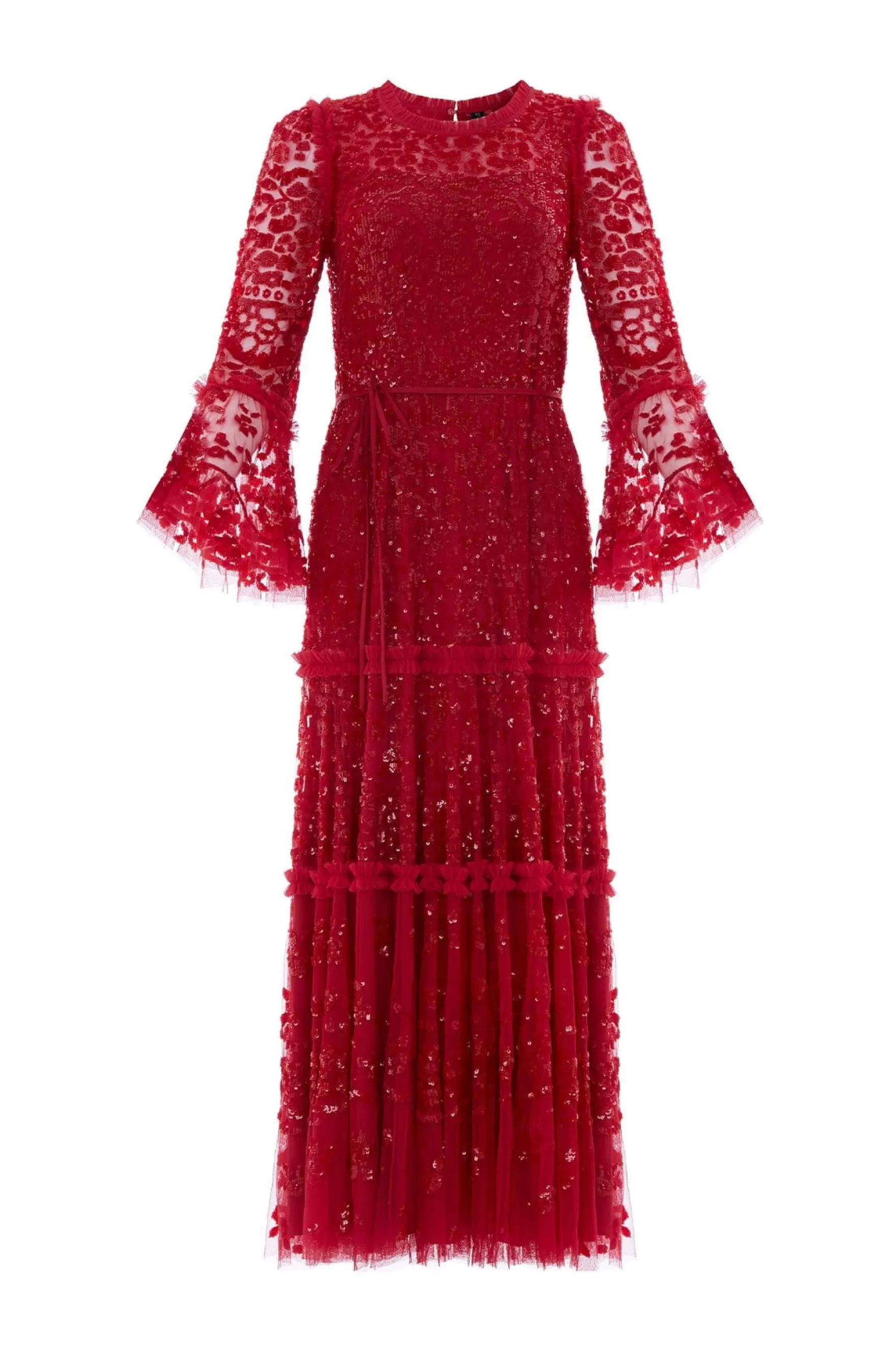 Needle & Thread Plus Size | Evening Dresses>Annie Sequin Tie Ankle Gown Red