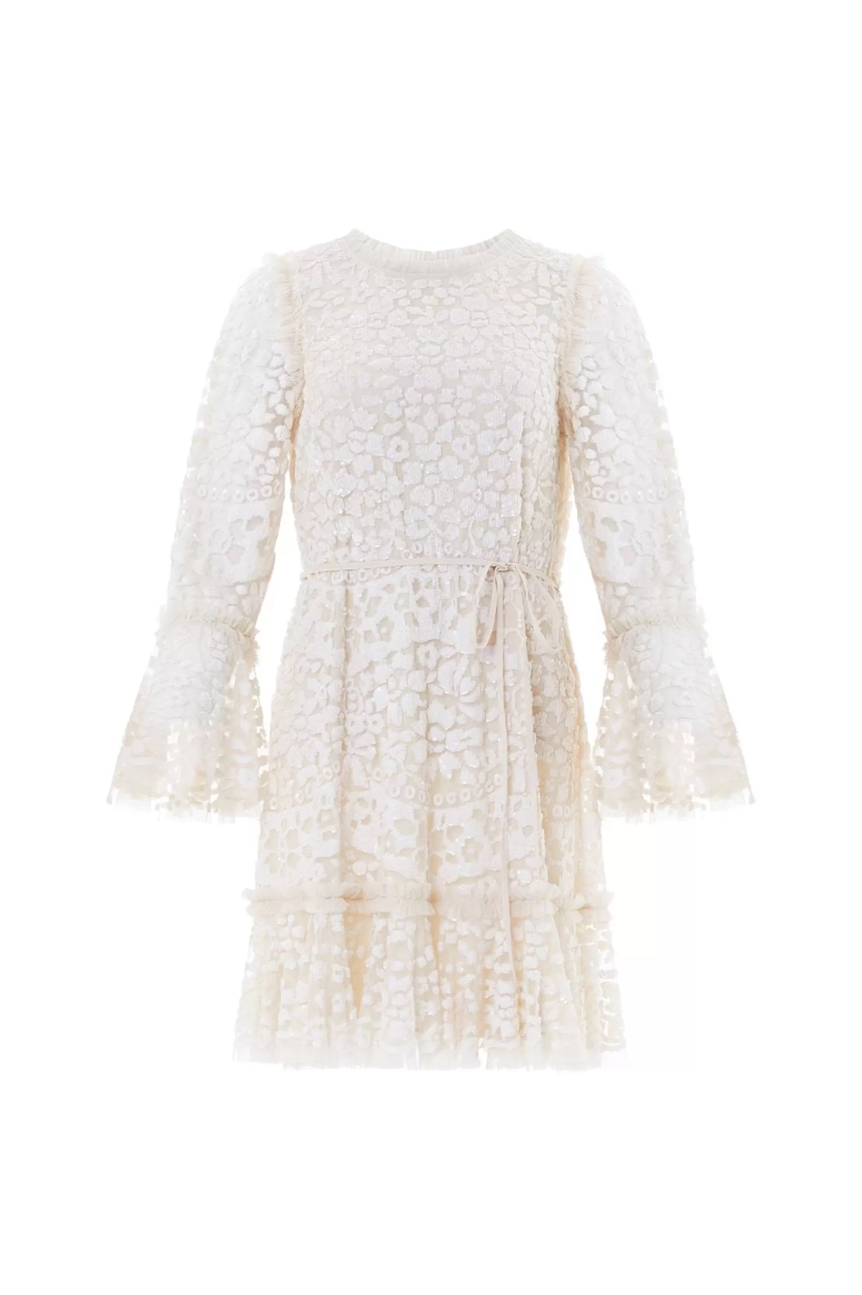 Needle & Thread Wedding Wardrobe | Plus Size>Annie Sequin Tiered Mini Dress Champagne
