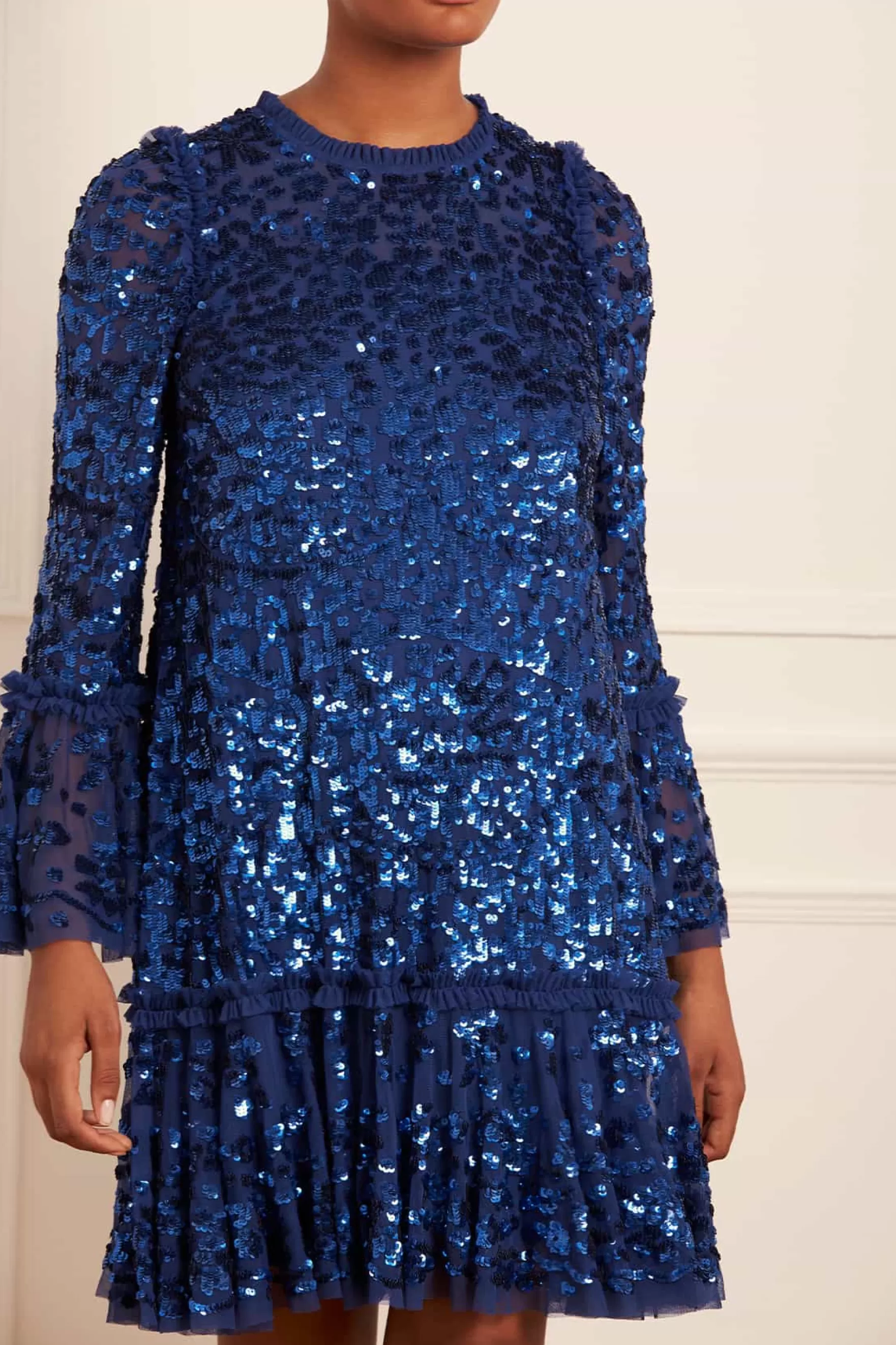 Needle & Thread Wedding Guest | Plus Size>Annie Sequin Tiered Mini Dress Blue