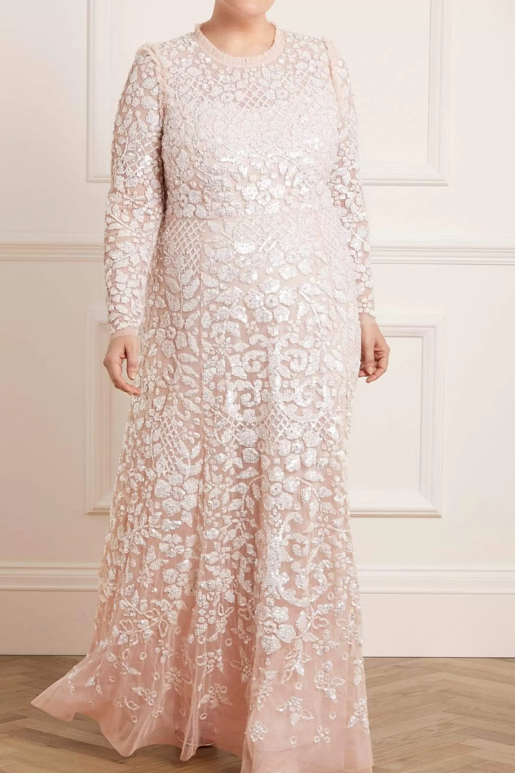 Needle & Thread Bridal | Plus Size>Aurelia Long Sleeve Gown Pink