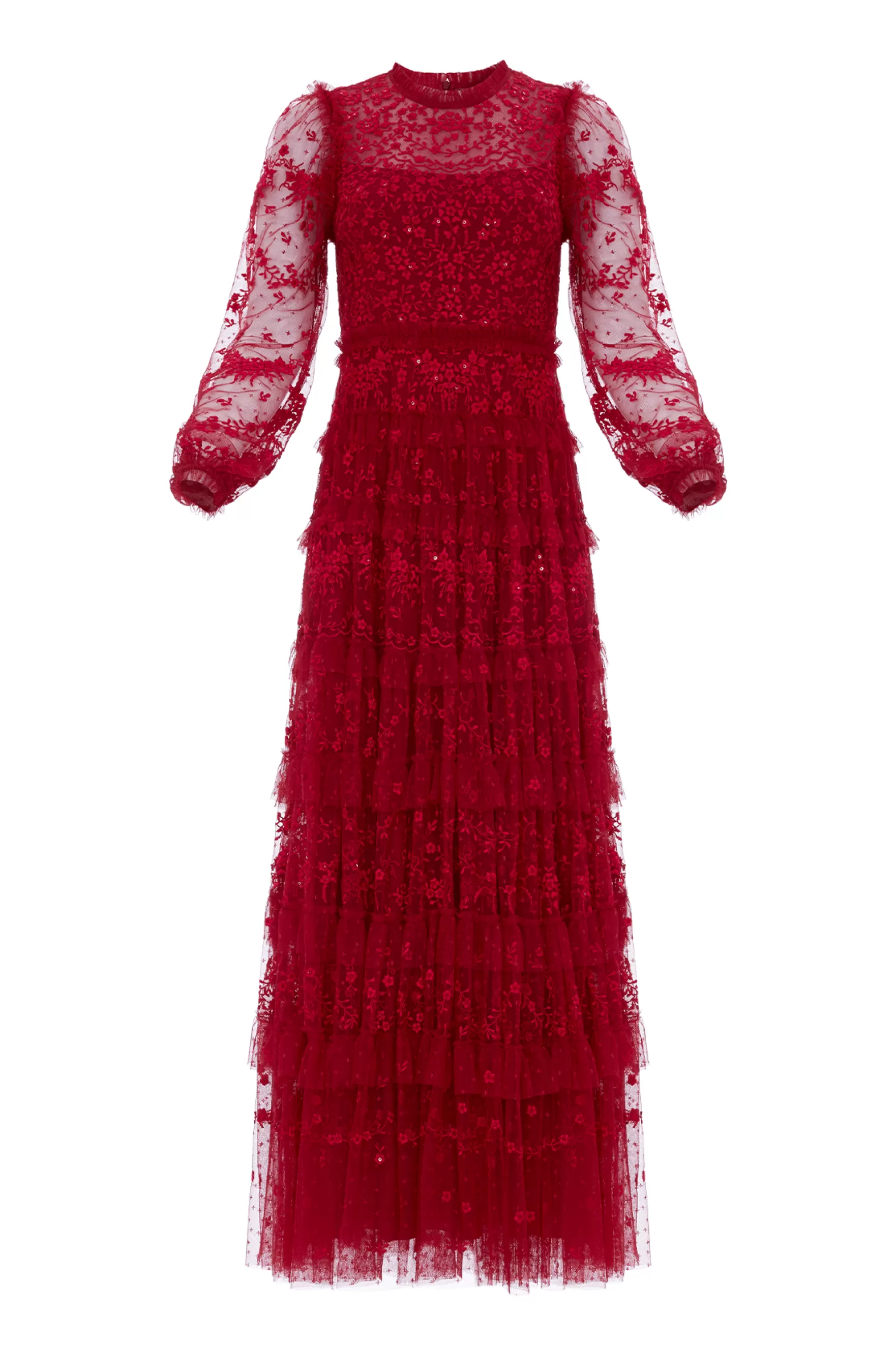 Needle & Thread Exclusives | Embroidered Dresses>Blossom Lace Ankle Gown Red
