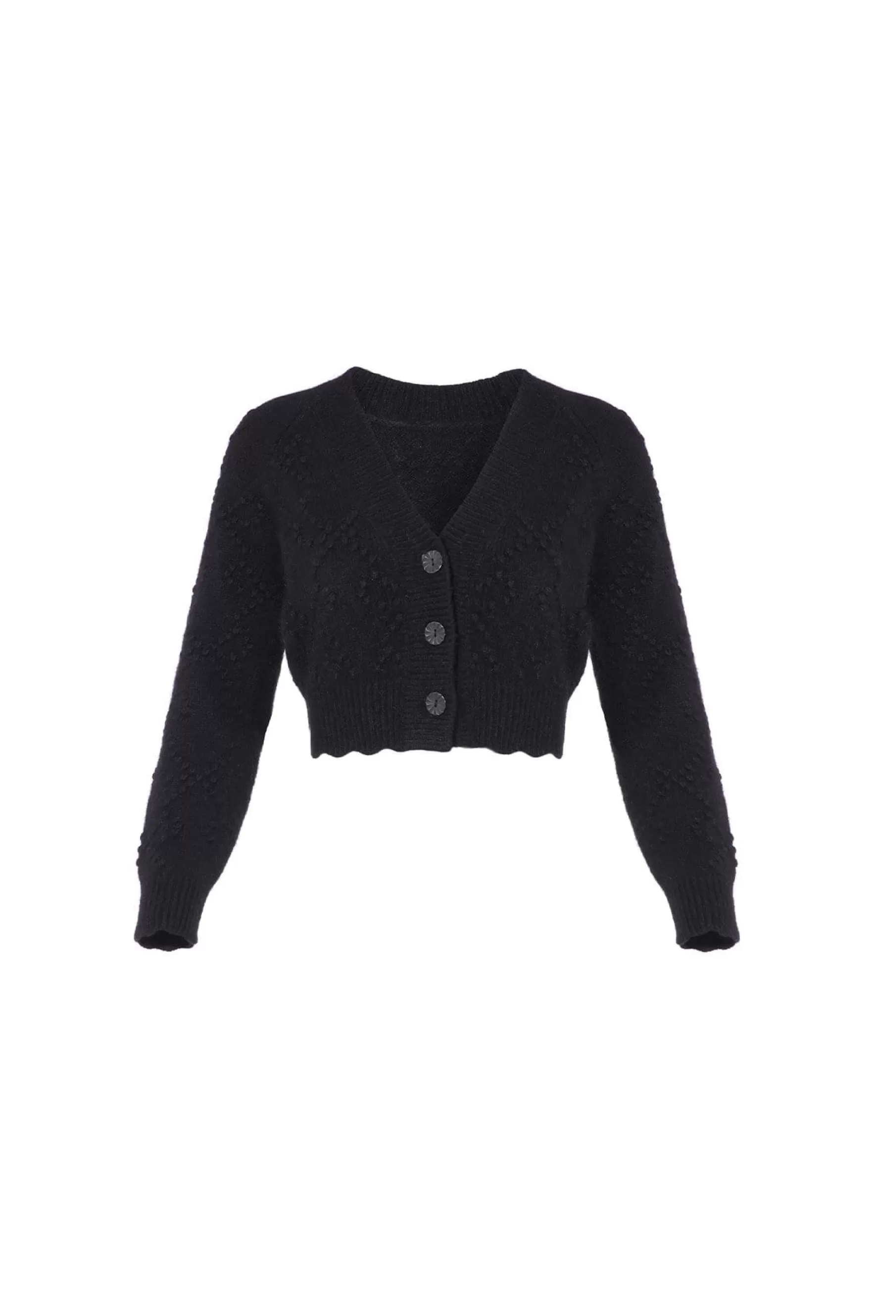 Needle & Thread Exclusives | Knitwear>Bow Stitch Cropped Cardigan Black