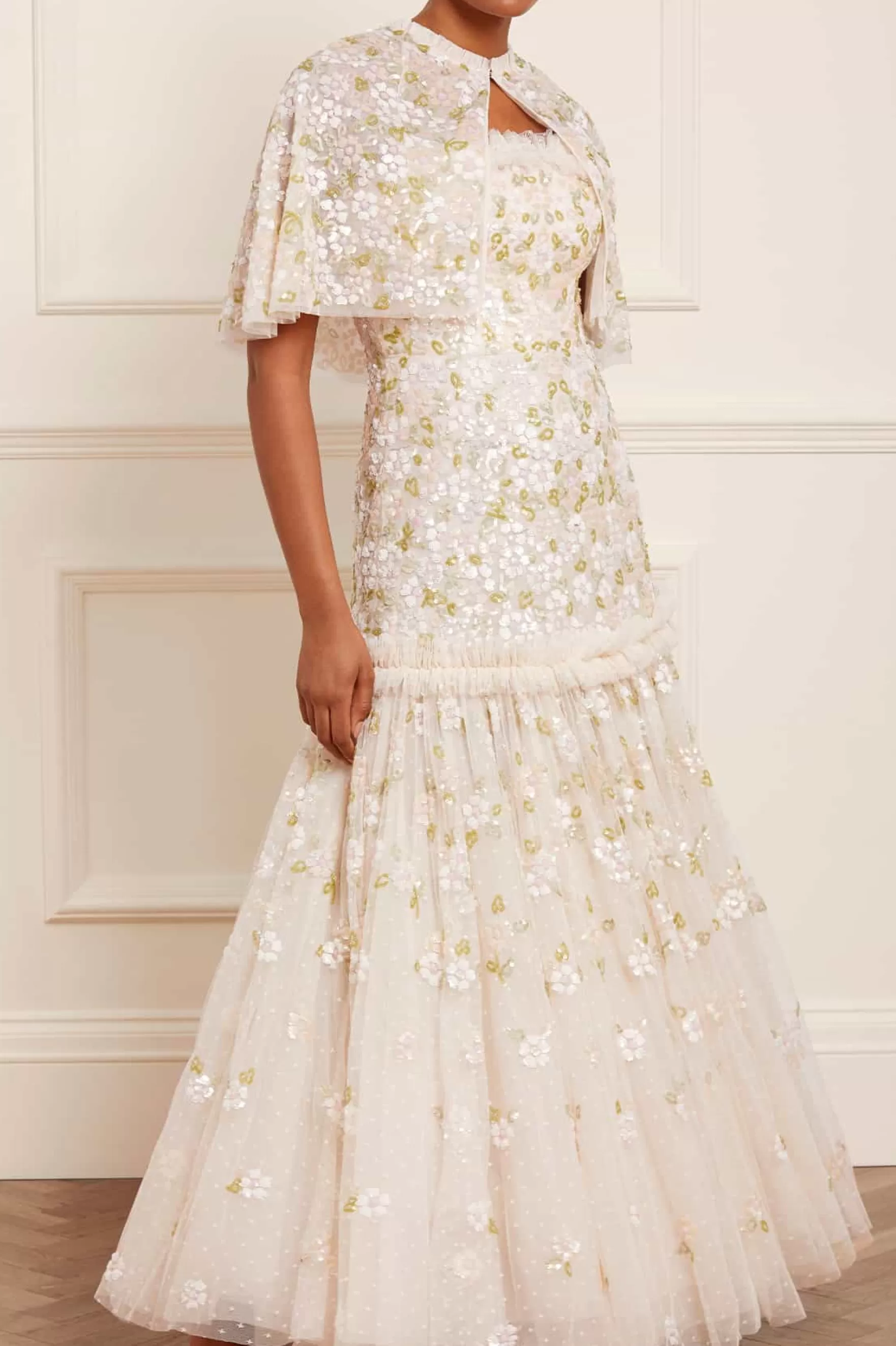 Needle & Thread Wedding Wardrobe | Bridal>Brianna Short Open Cape Champagne