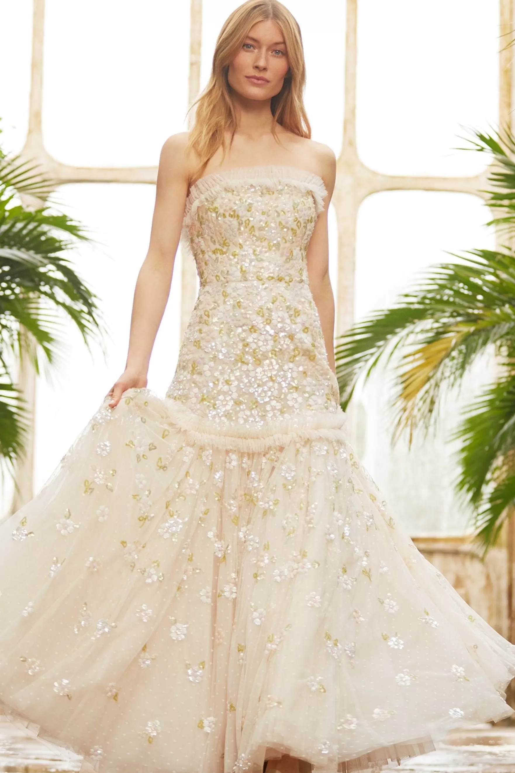 Needle & Thread Bridal | Strapless Dresses>Brianna Strapless Gown Champagne