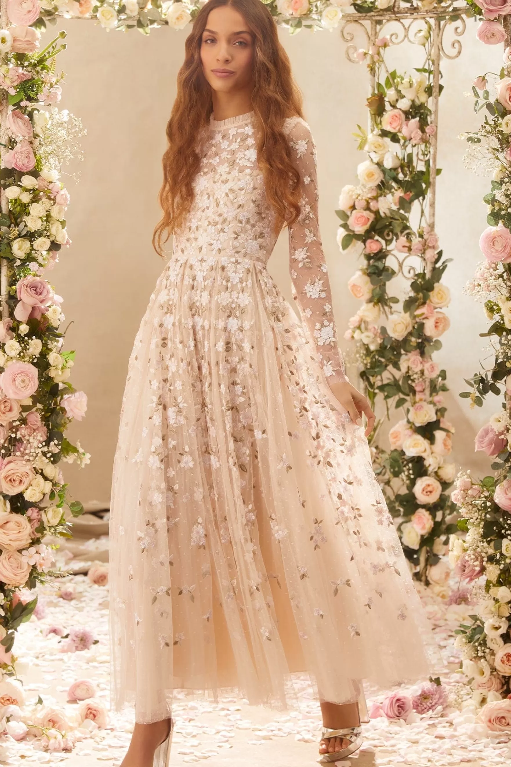 Needle & Thread Bridal | Mummy & Me>Camellia Ditsy Ankle Gown Champagne