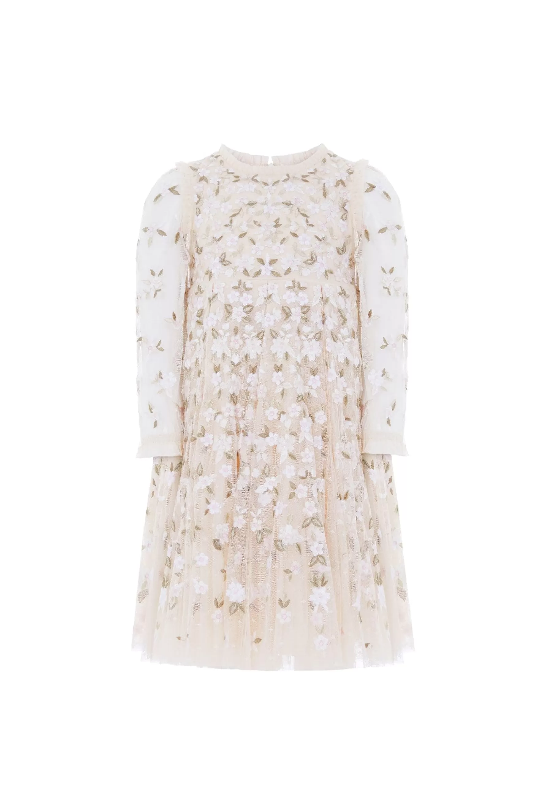 Needle & Thread Flower Girl | Flower Girl>Camellia Ditsy Long Sleeve Kids Dress Champagne