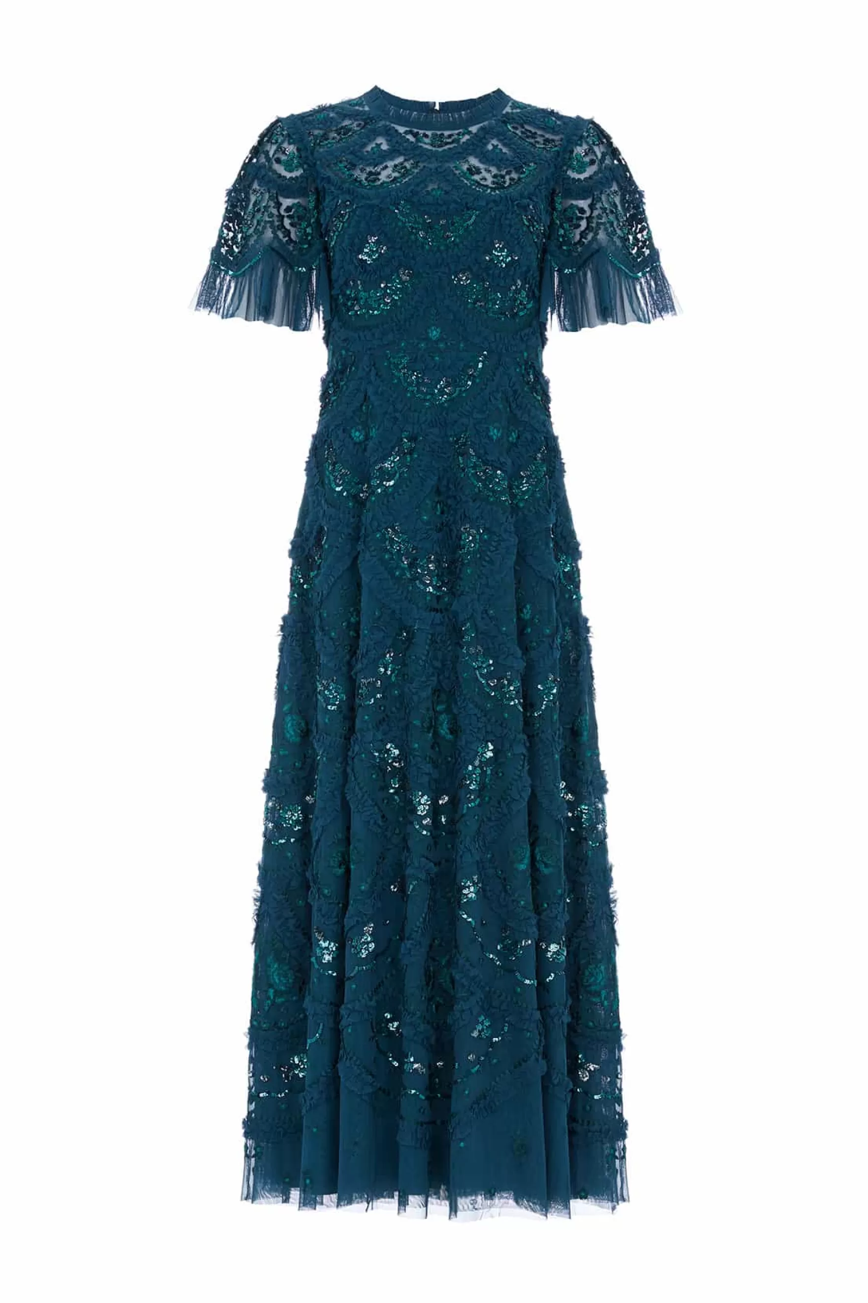 Needle & Thread Plus Size | Evening Dresses>Carmen Ruffle Ankle Gown Green
