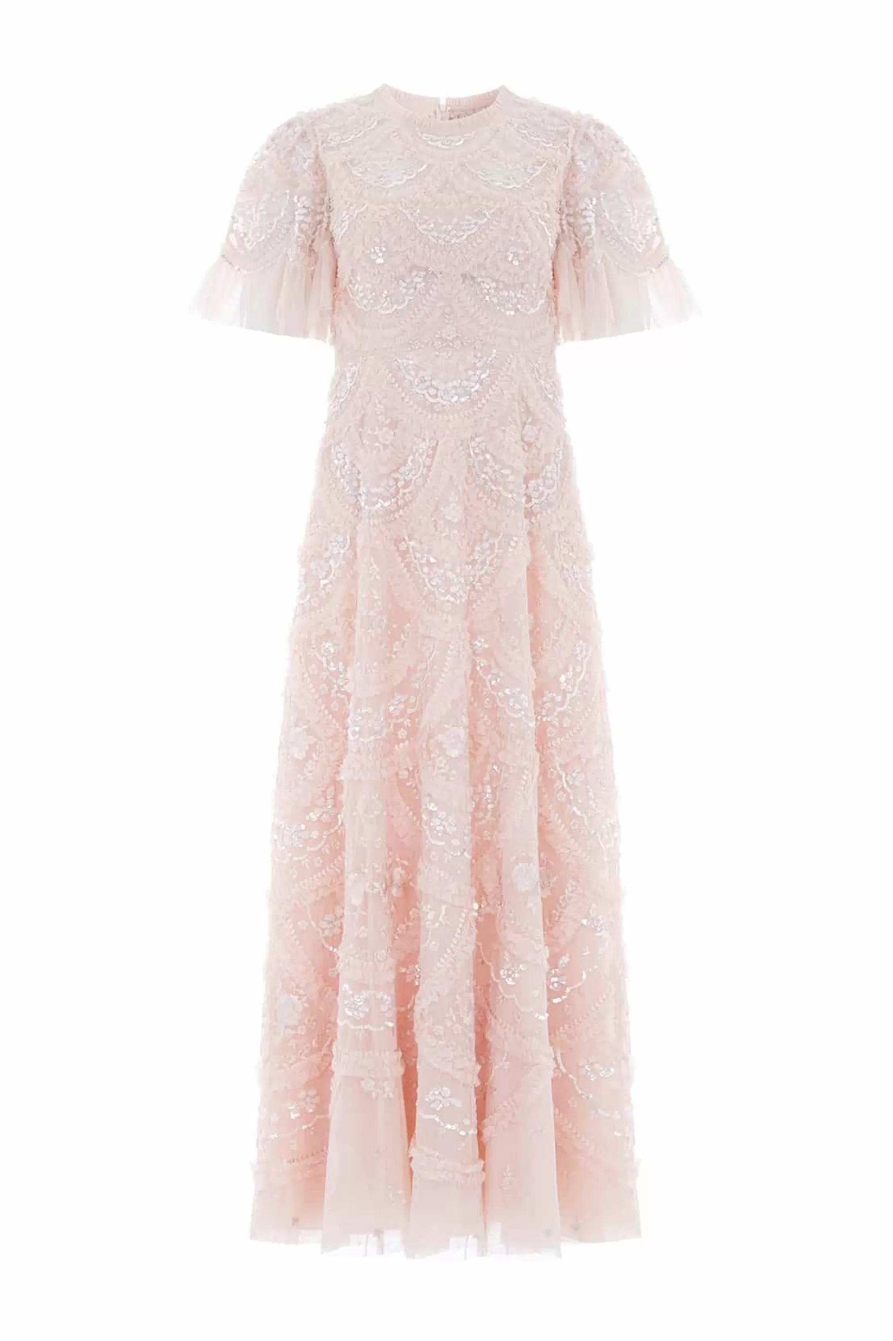 Needle & Thread Plus Size | Embroidered Dresses>Carmen Ruffle Ankle Gown Pink