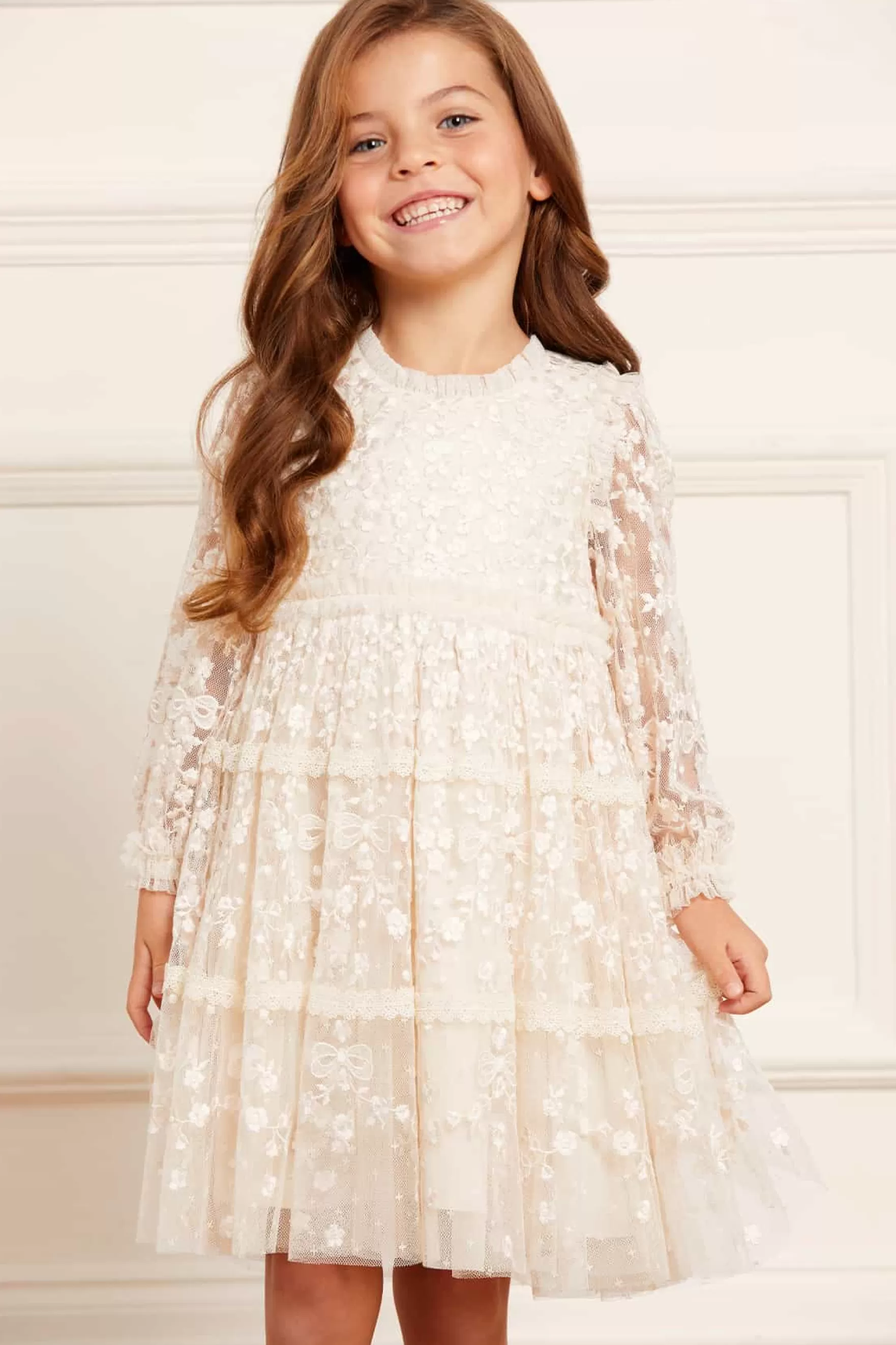 Needle & Thread Flower Girl | Flower Girl>Celestia Ribbon Kids Dress Champagne