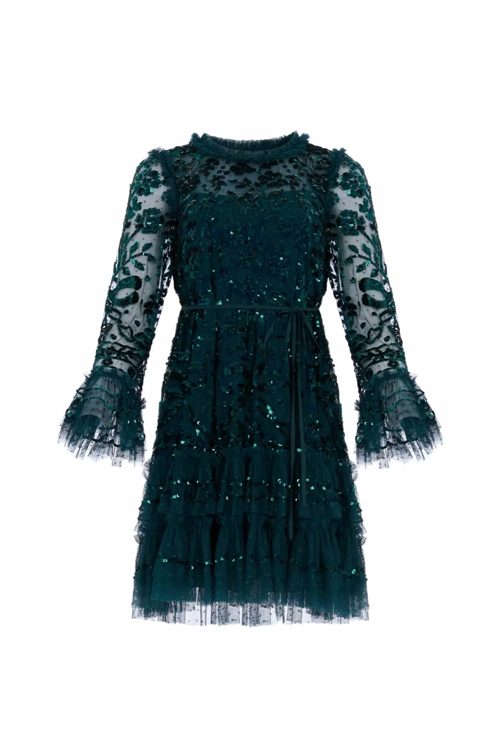 Needle & Thread Wedding Guest | Plus Size>Celia Long Sleeve Mini Dress Green