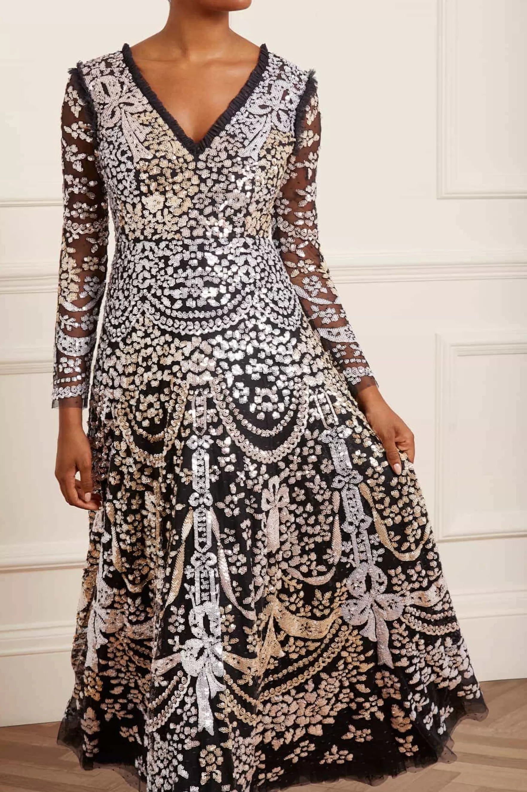 Needle & Thread Evening Dresses | Embellished Dresses>Chandelier Gloss Gown Black