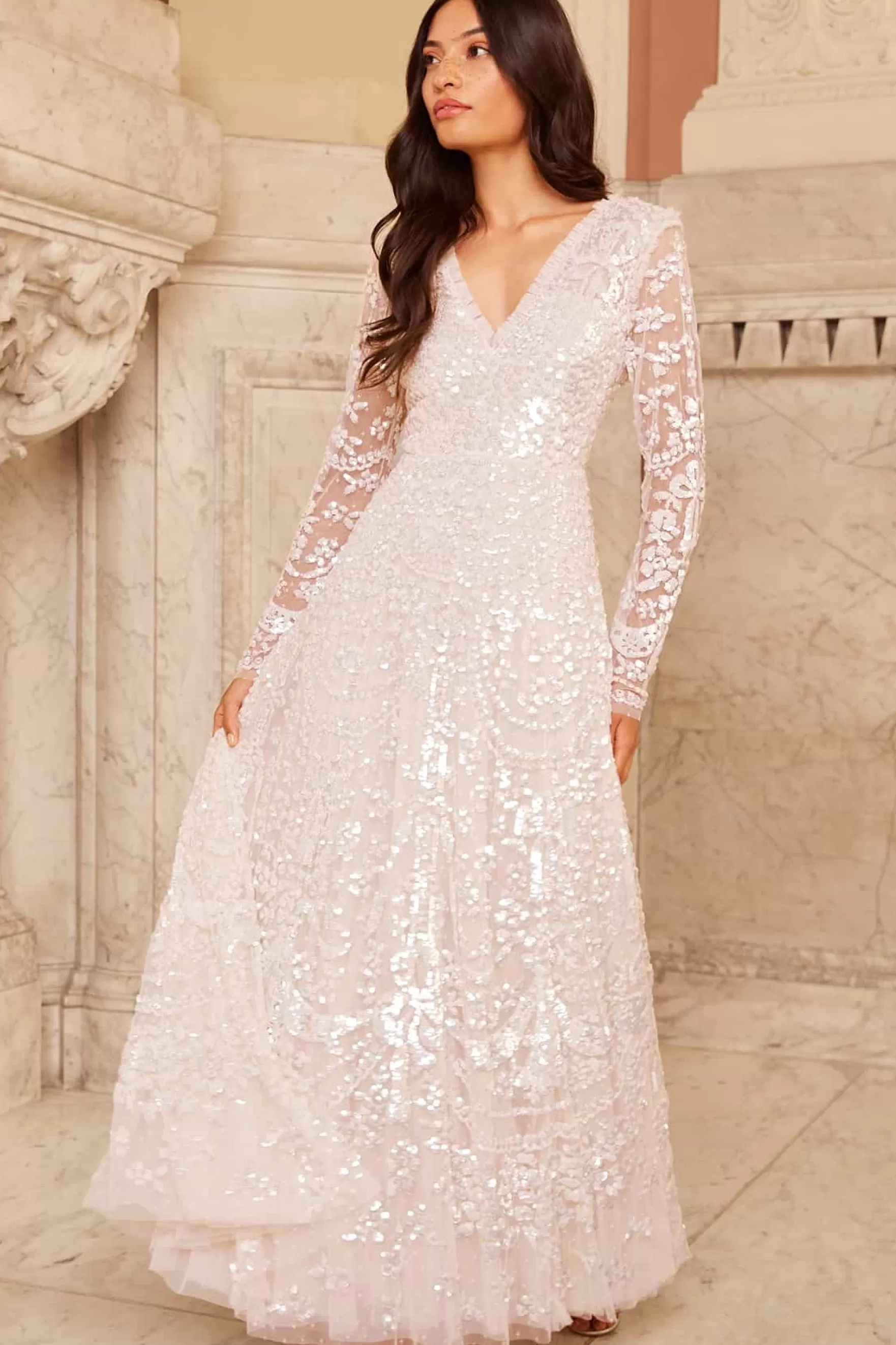 Needle & Thread Evening Dresses | Bridal>Chandelier Gloss Gown Champagne