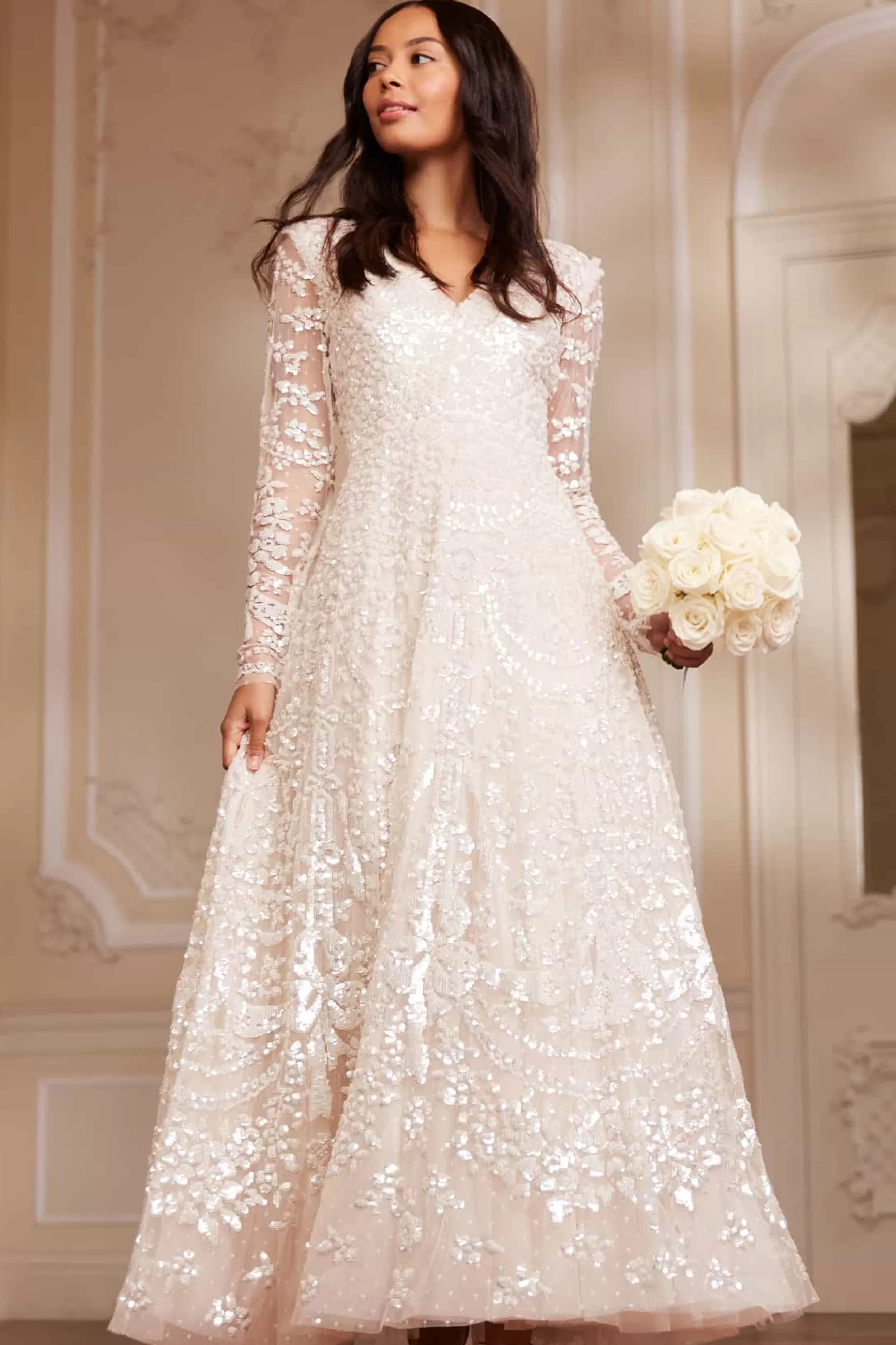 Needle & Thread Evening Dresses | Bridal>Chandelier Gloss Gown Champagne