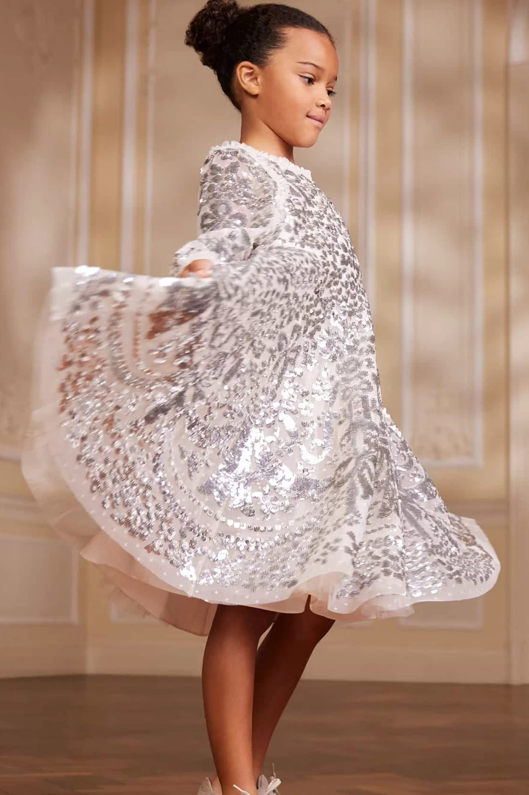 Needle & Thread Embellished Dresses | Responsibly Sourced>Chandelier Kids Dress Silver