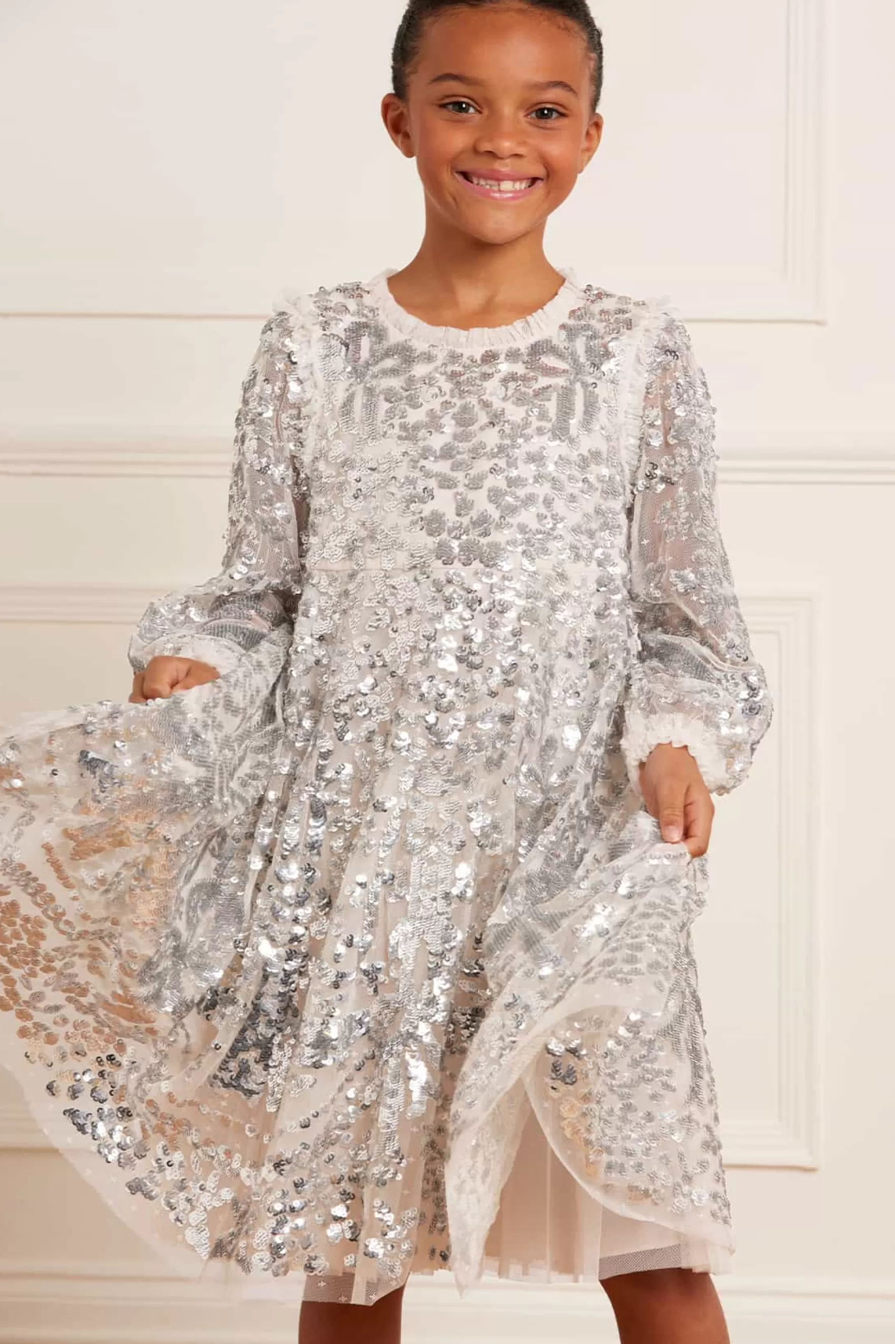 Needle & Thread Embellished Dresses | Responsibly Sourced>Chandelier Kids Dress Silver