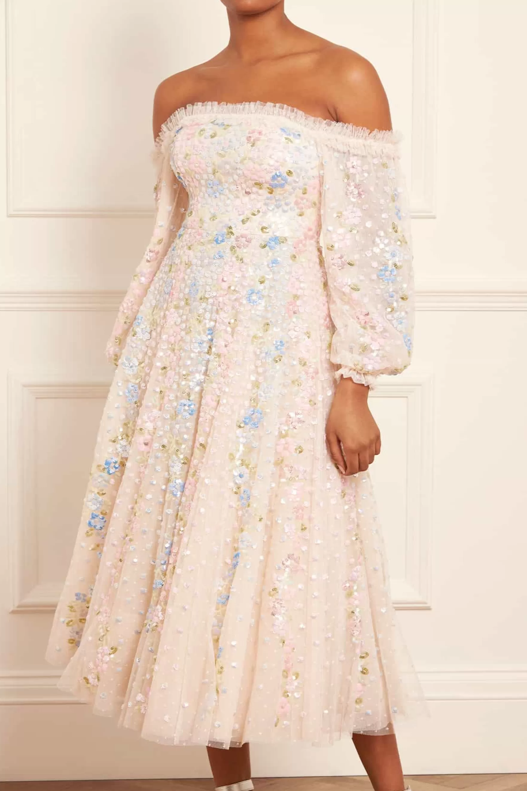 Needle & Thread Mummy & Me | Mummy & Me>Confetti Gloss Off-Shoulder Ballerina Dress Champagne
