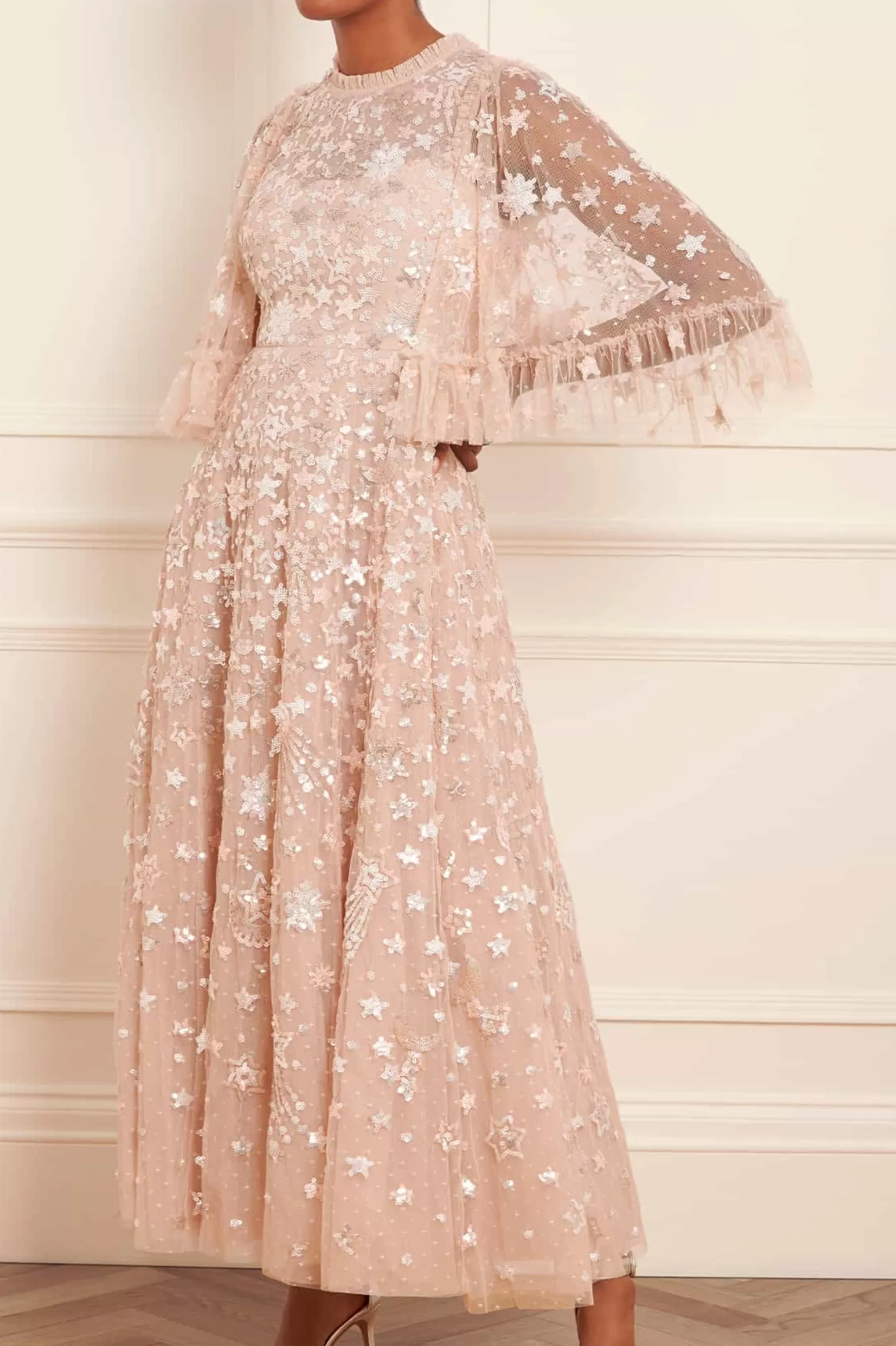 Needle & Thread Mother of the Bride | Plus Size>Constellation Gloss Ankle Gown Beige