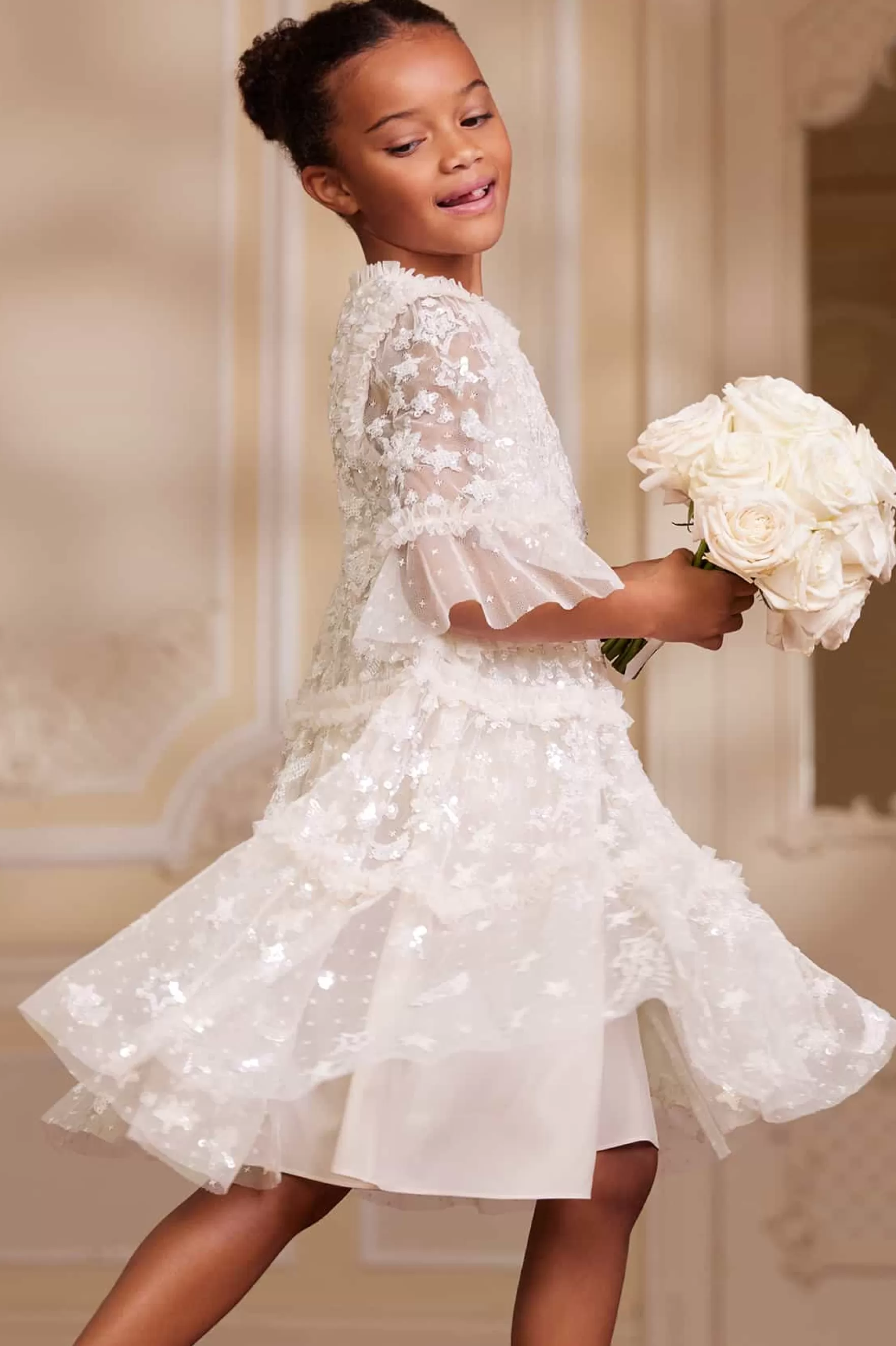 Needle & Thread Flower Girl | Flower Girl>Constellation Gloss Kids Dress Champagne