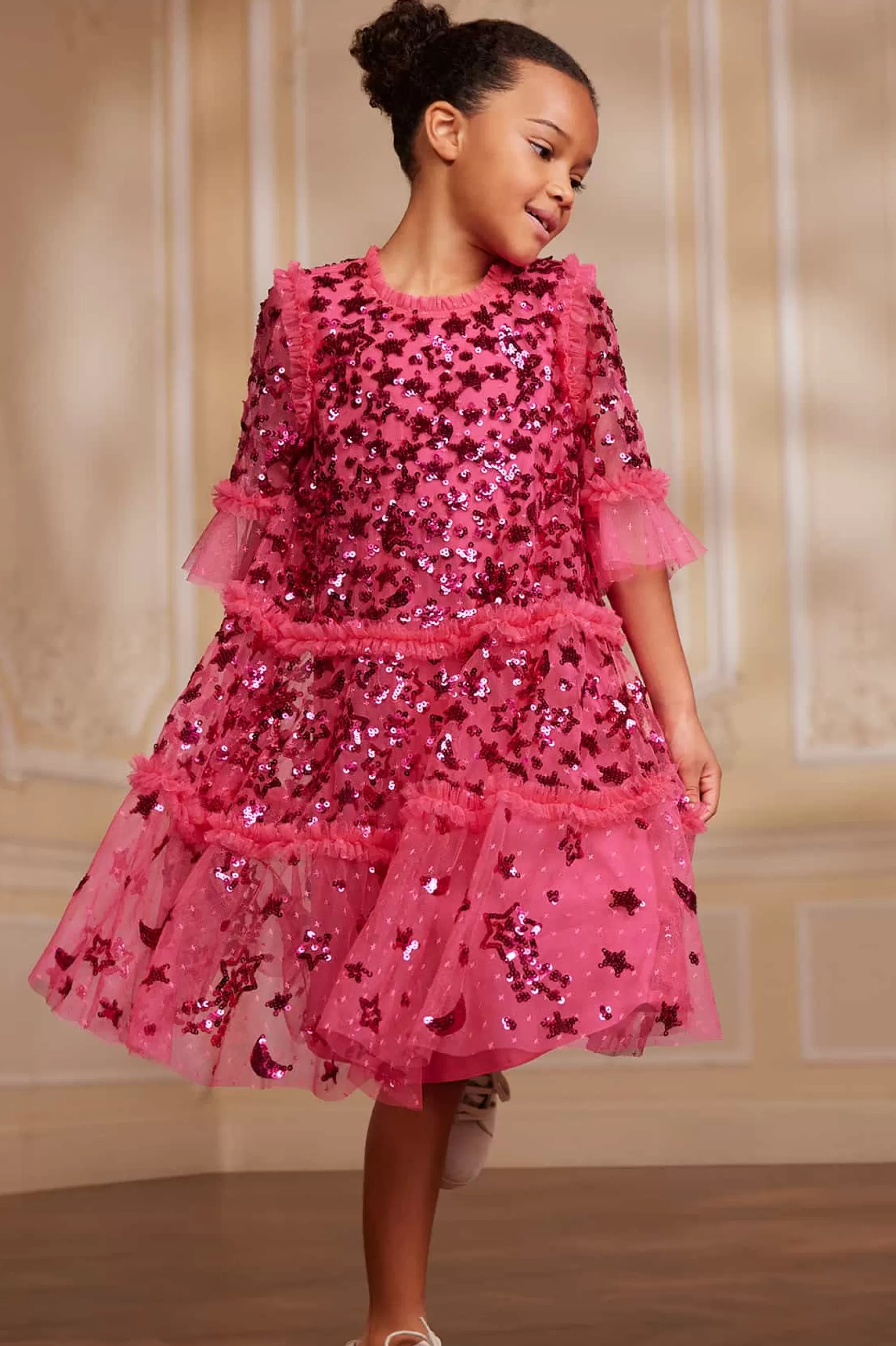 Needle & Thread Embellished Dresses | Responsibly Sourced>Constellation Kids Dress Pink