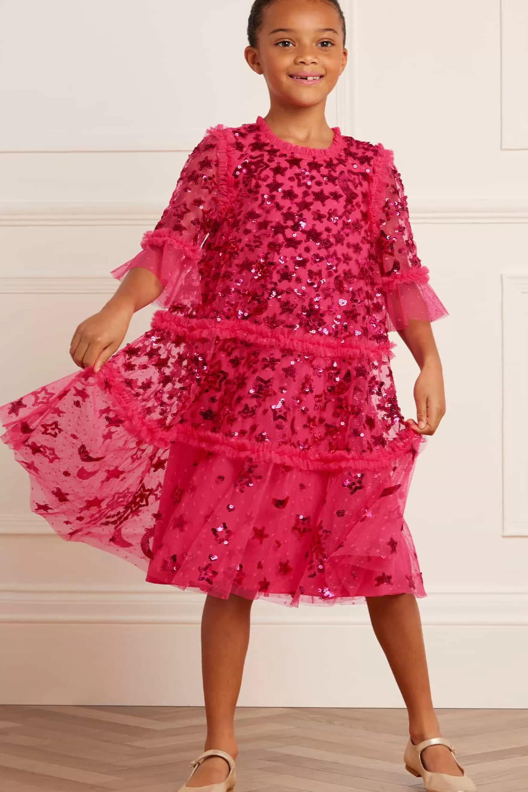 Needle & Thread Embellished Dresses | Responsibly Sourced>Constellation Kids Dress Pink