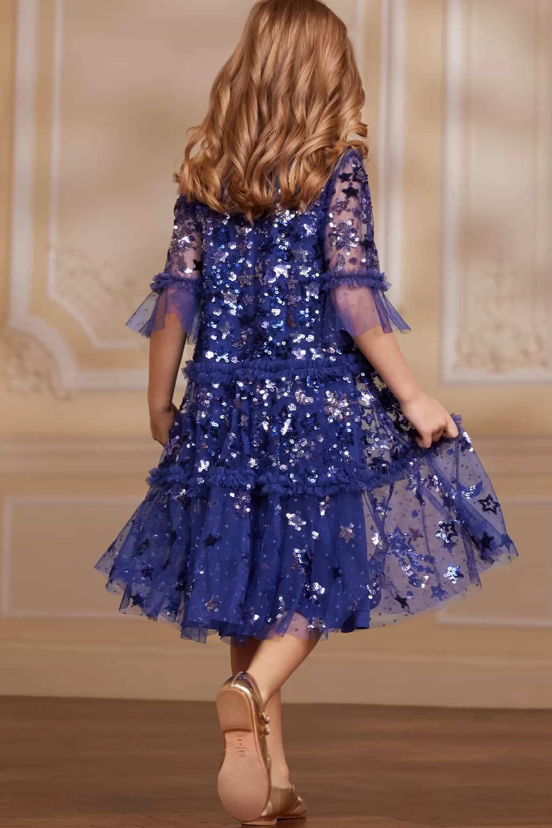 Needle & Thread Embellished Dresses | Responsibly Sourced>Constellation Kids Dress Blue