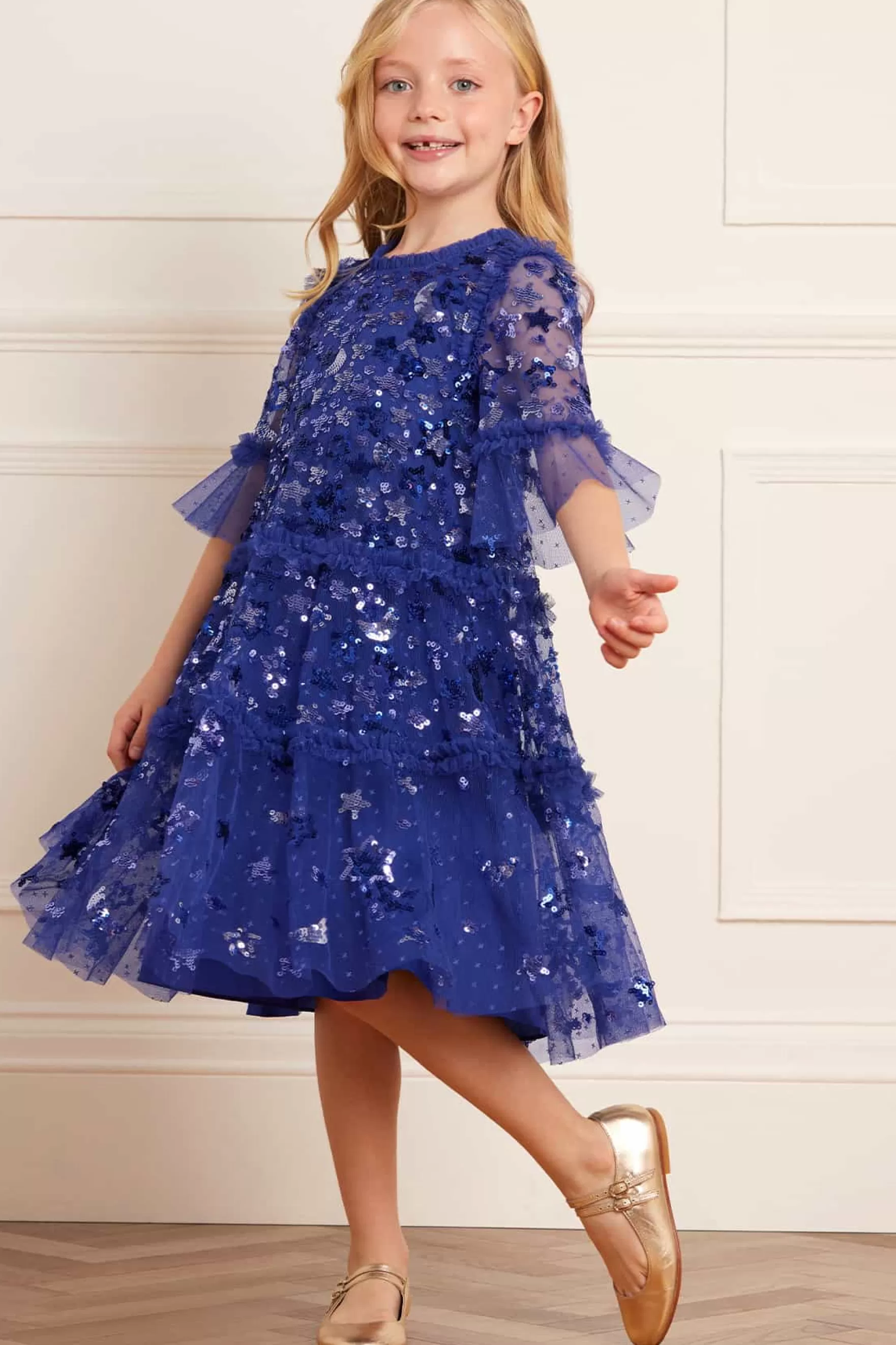 Needle & Thread Embellished Dresses | Responsibly Sourced>Constellation Kids Dress Blue
