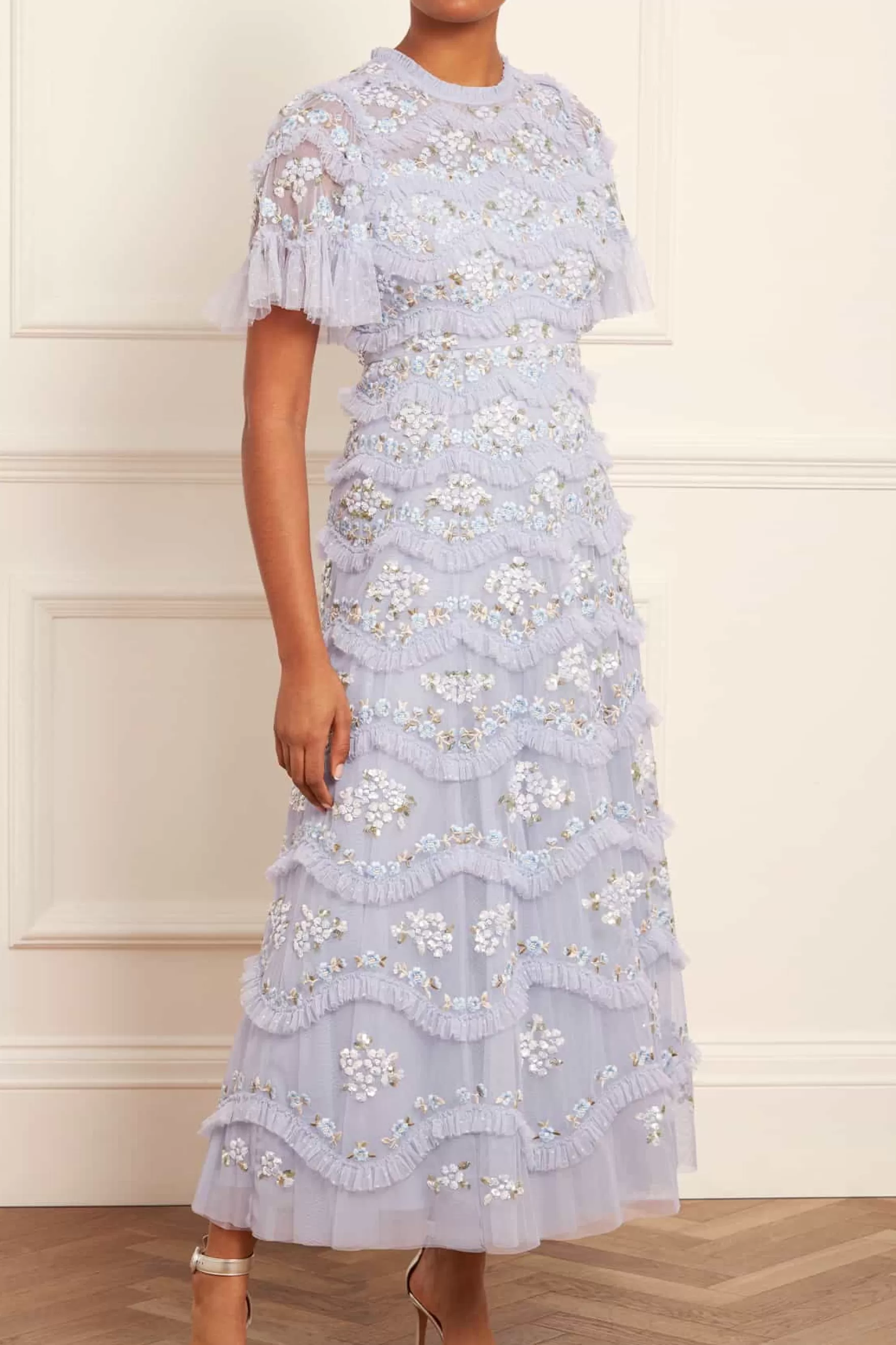 Needle & Thread Mother of the Bride | Plus Size>Daisy Wave Ankle Gown Blue