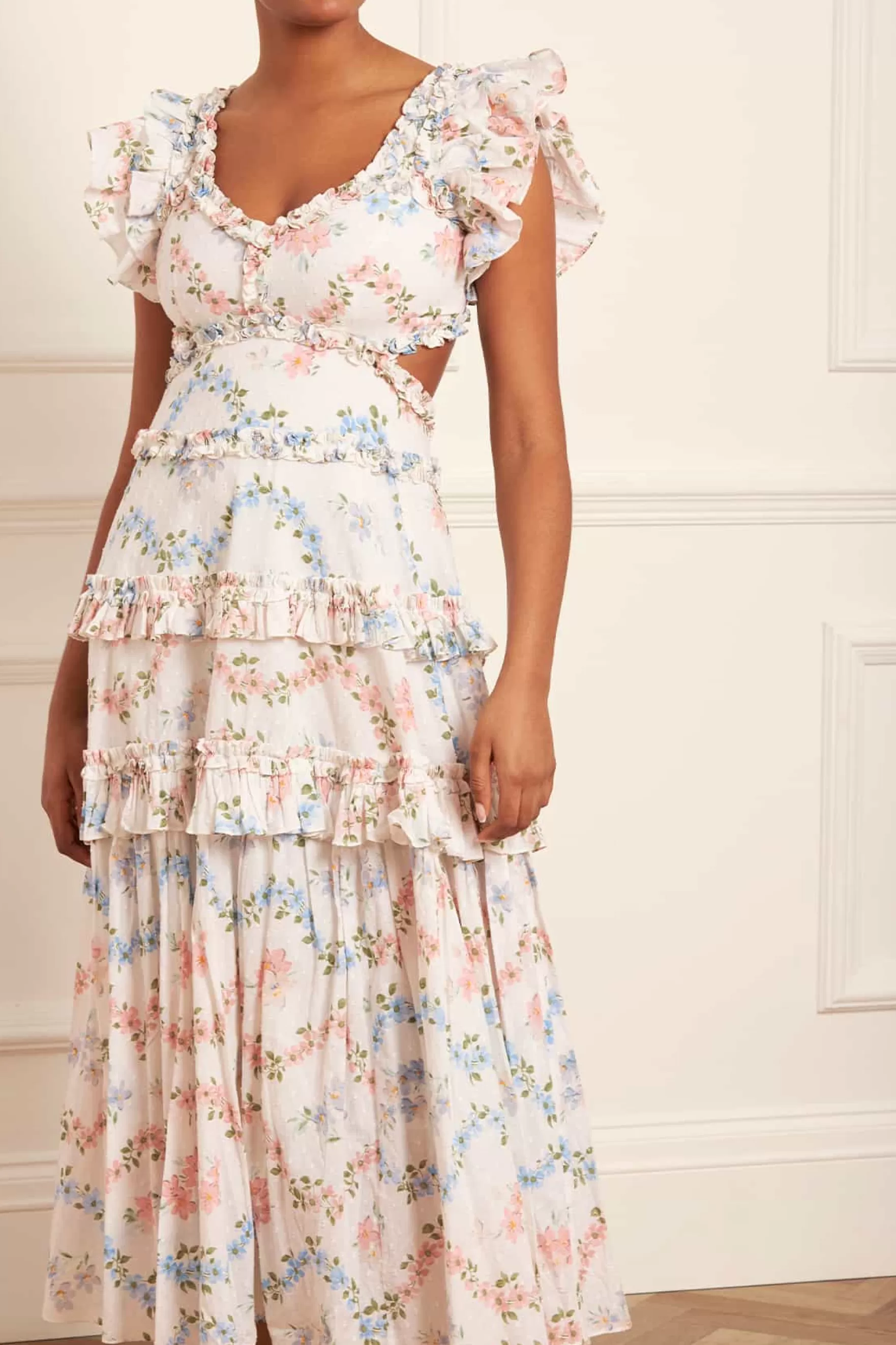 Needle & Thread Wedding Guest | Plus Size>Dancing Daisies Cotton Backless Ankle Gown Multi