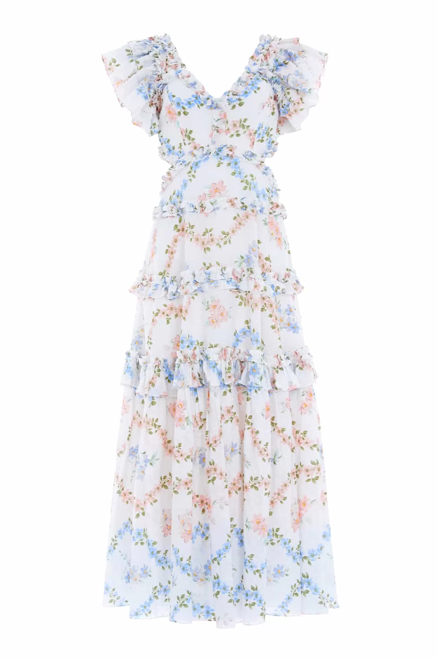 Needle & Thread Wedding Guest | Plus Size>Dancing Daisies Cotton Backless Ankle Gown Multi