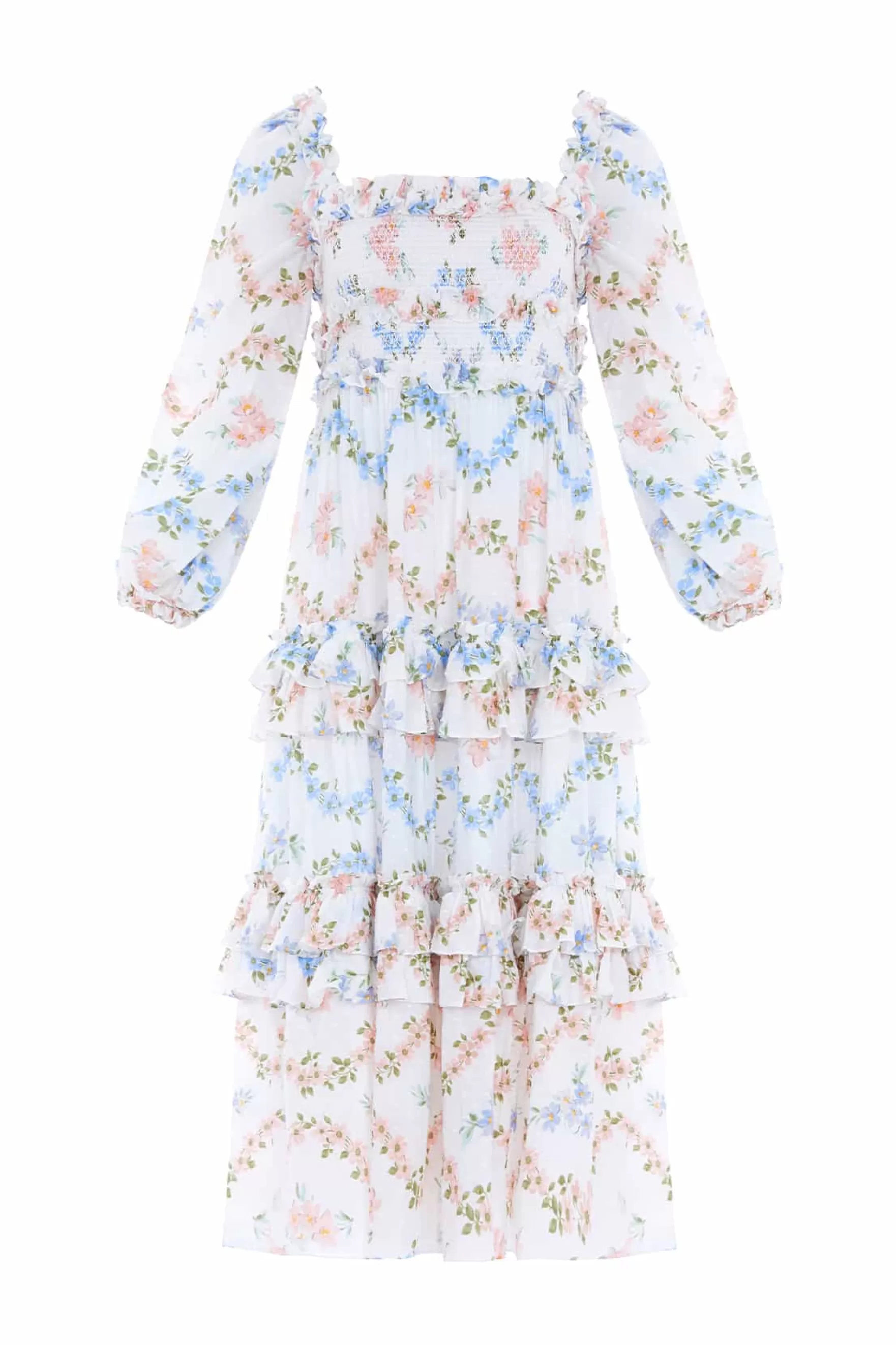 Needle & Thread Wedding Guest | Plus Size>Dancing Daisies Cotton Smocked Ankle Gown Multi