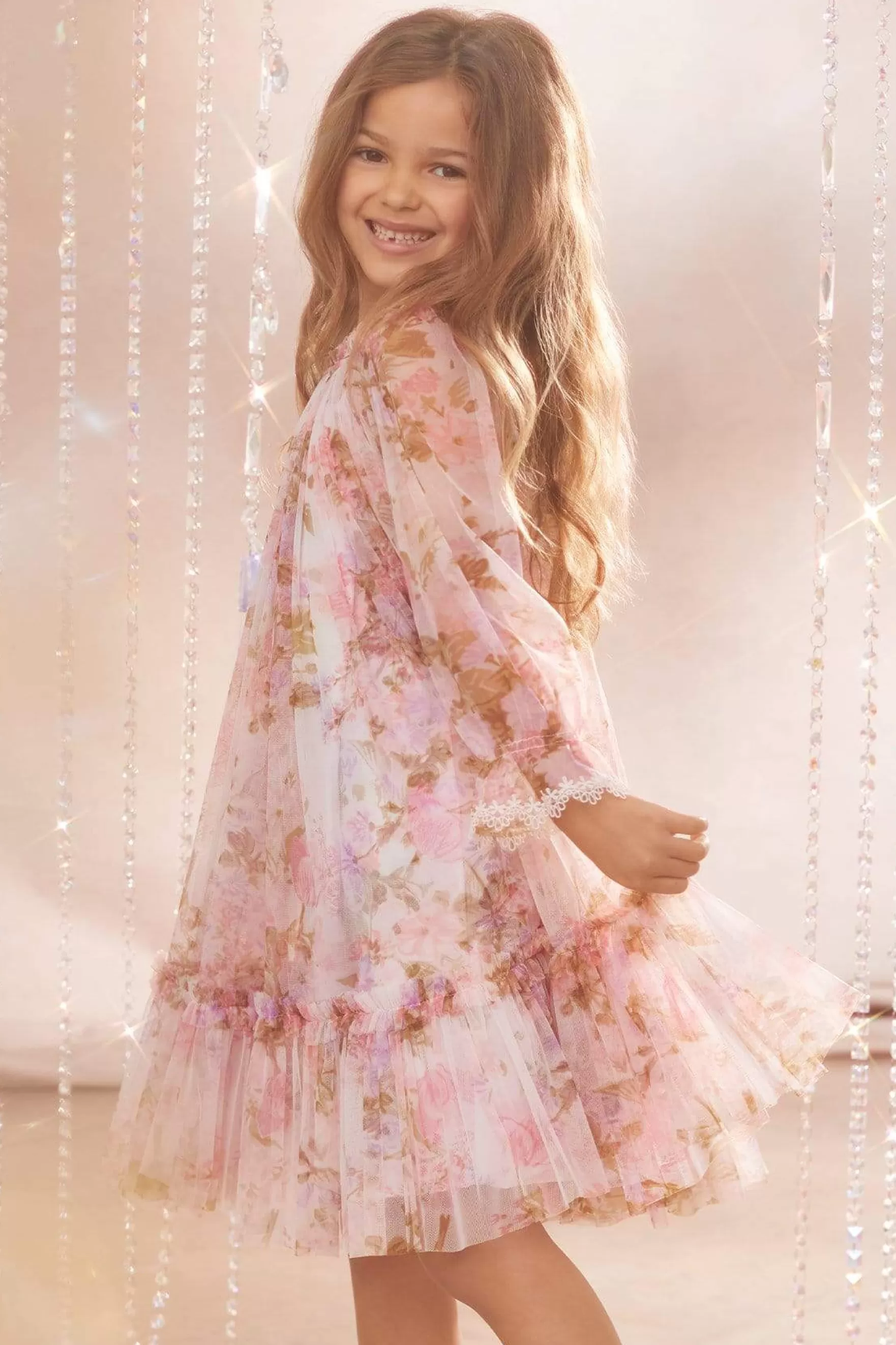 Needle & Thread Printed Dresses>Darling Meadow Ruby Bloom Kids Dress Pink