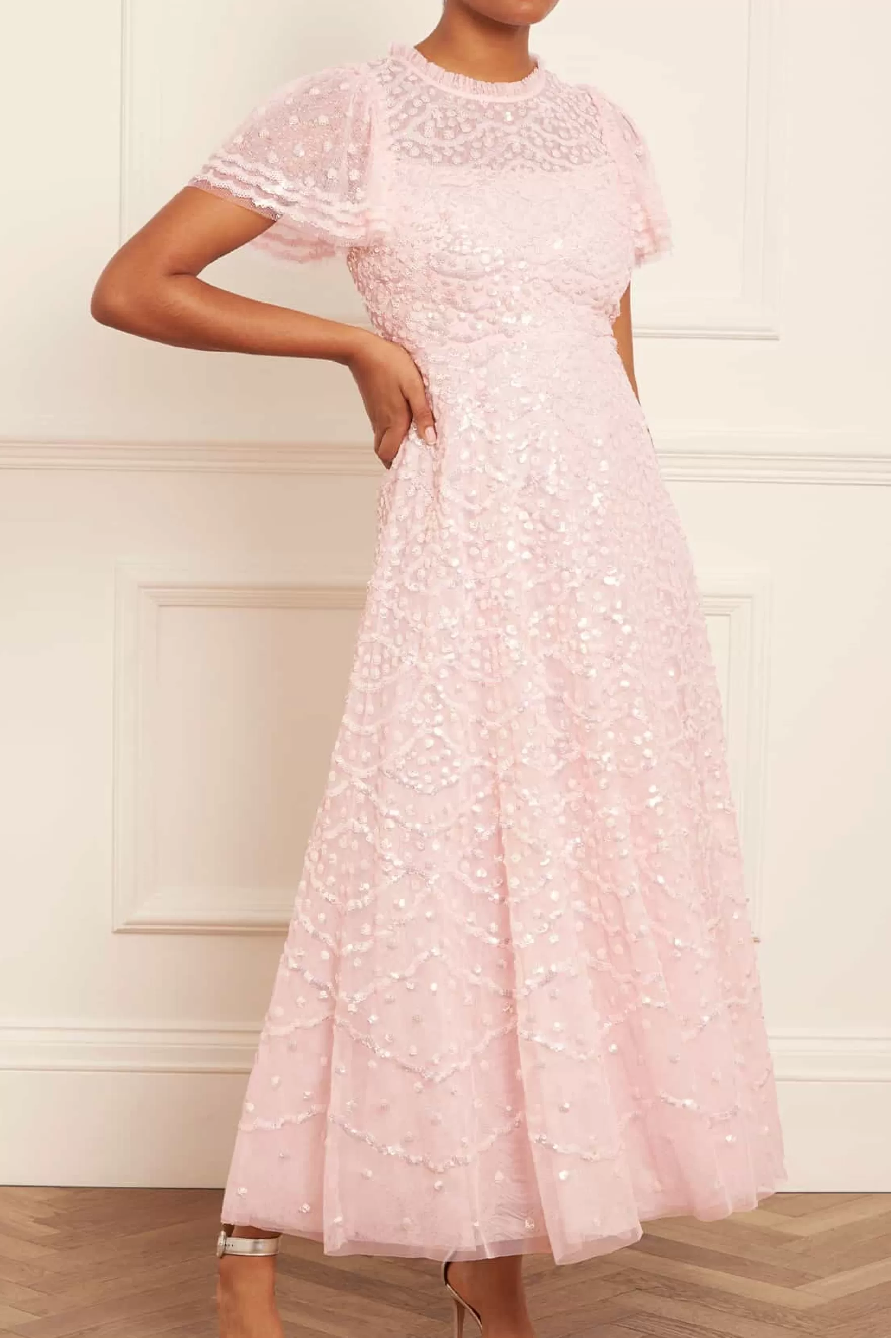 Needle & Thread Mother of the Bride | Plus Size>Deco Dot Gloss Ankle Gown Pink