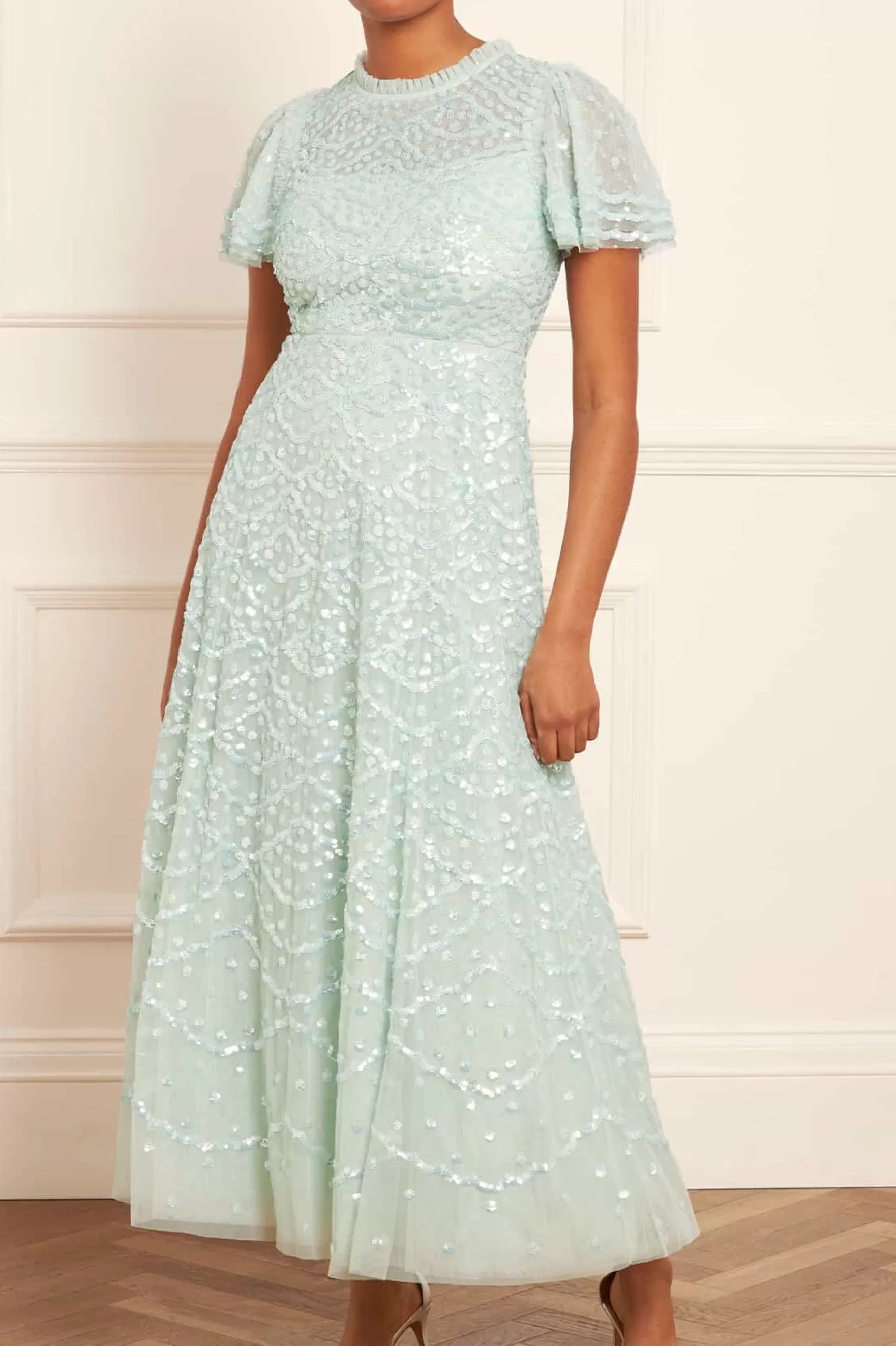 Needle & Thread Mother of the Bride | Plus Size>Deco Dot Gloss Ankle Gown Green