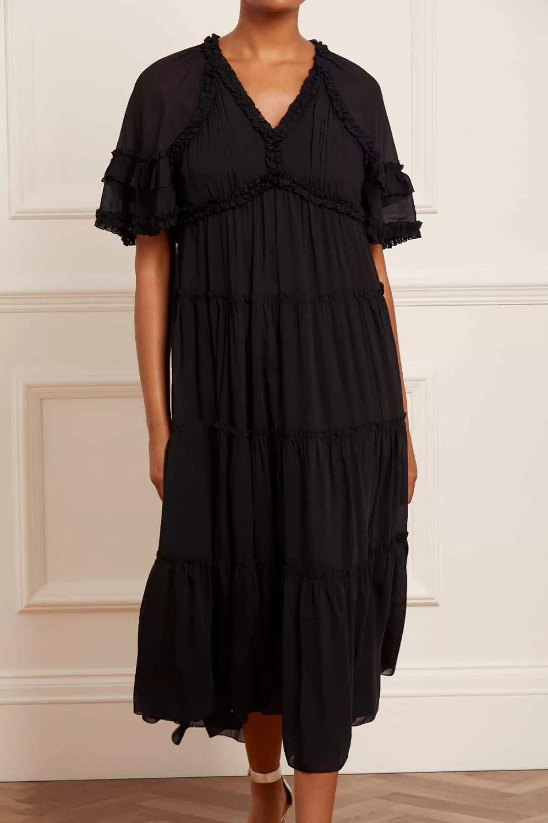 Needle & Thread Plus Size | Day Dresses>Dora Chiffon Ankle Gown Black