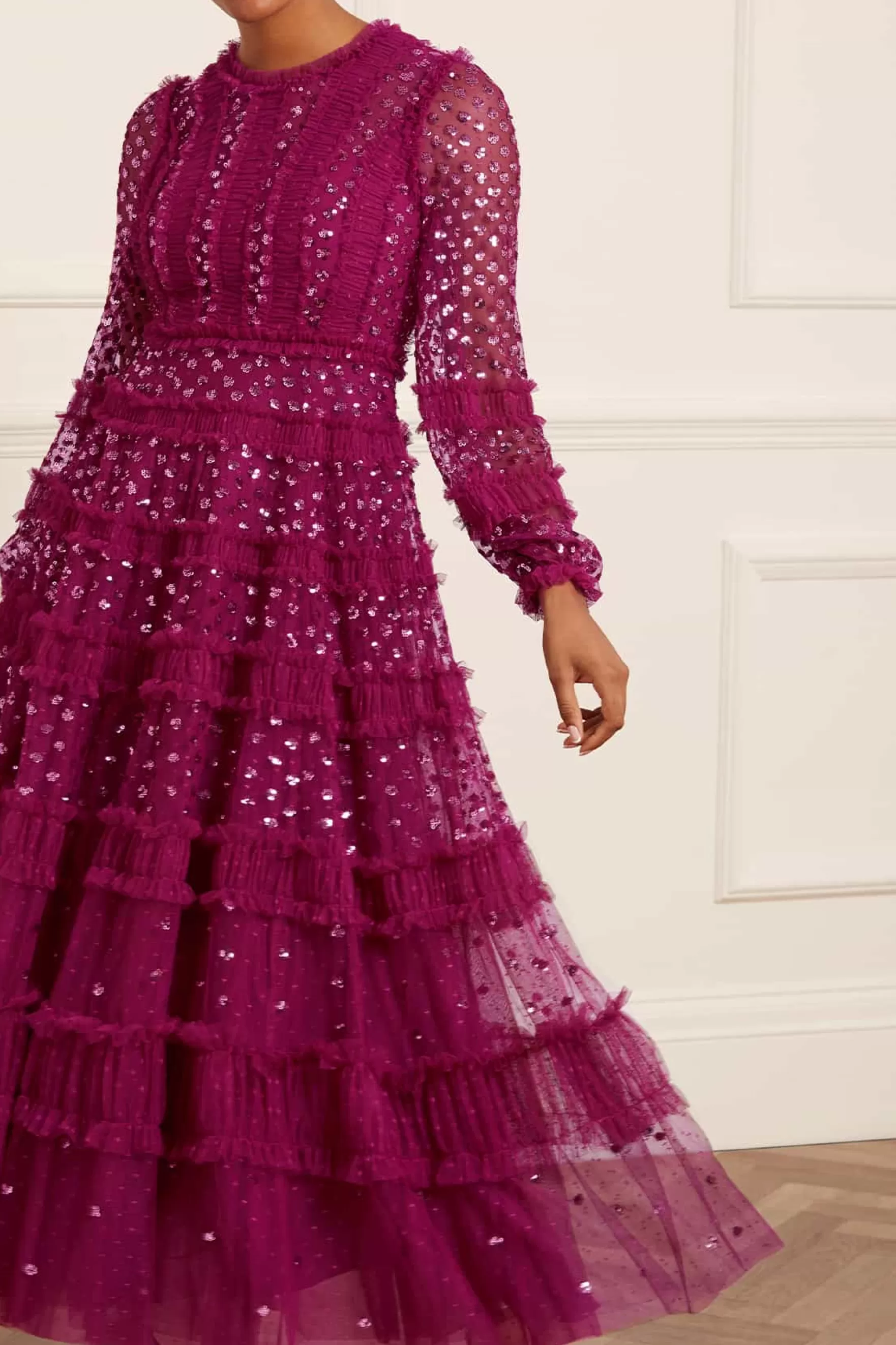 Needle & Thread Mother of the Bride | Plus Size>Dot Shimmer Ankle Gown Purple