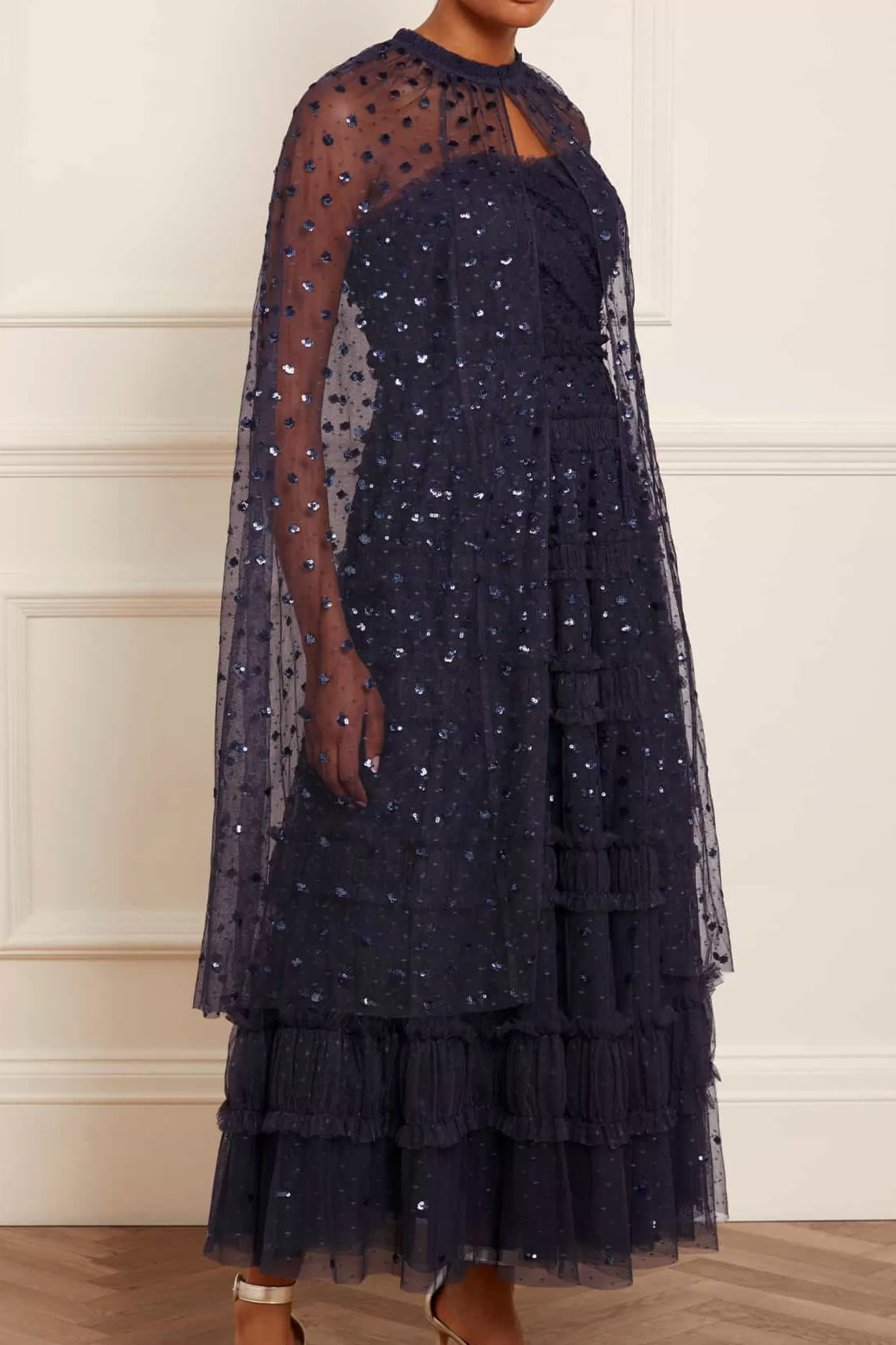 Needle & Thread Capes | All-Womenswear>Dot Shimmer Open Midaxi Cape Blue