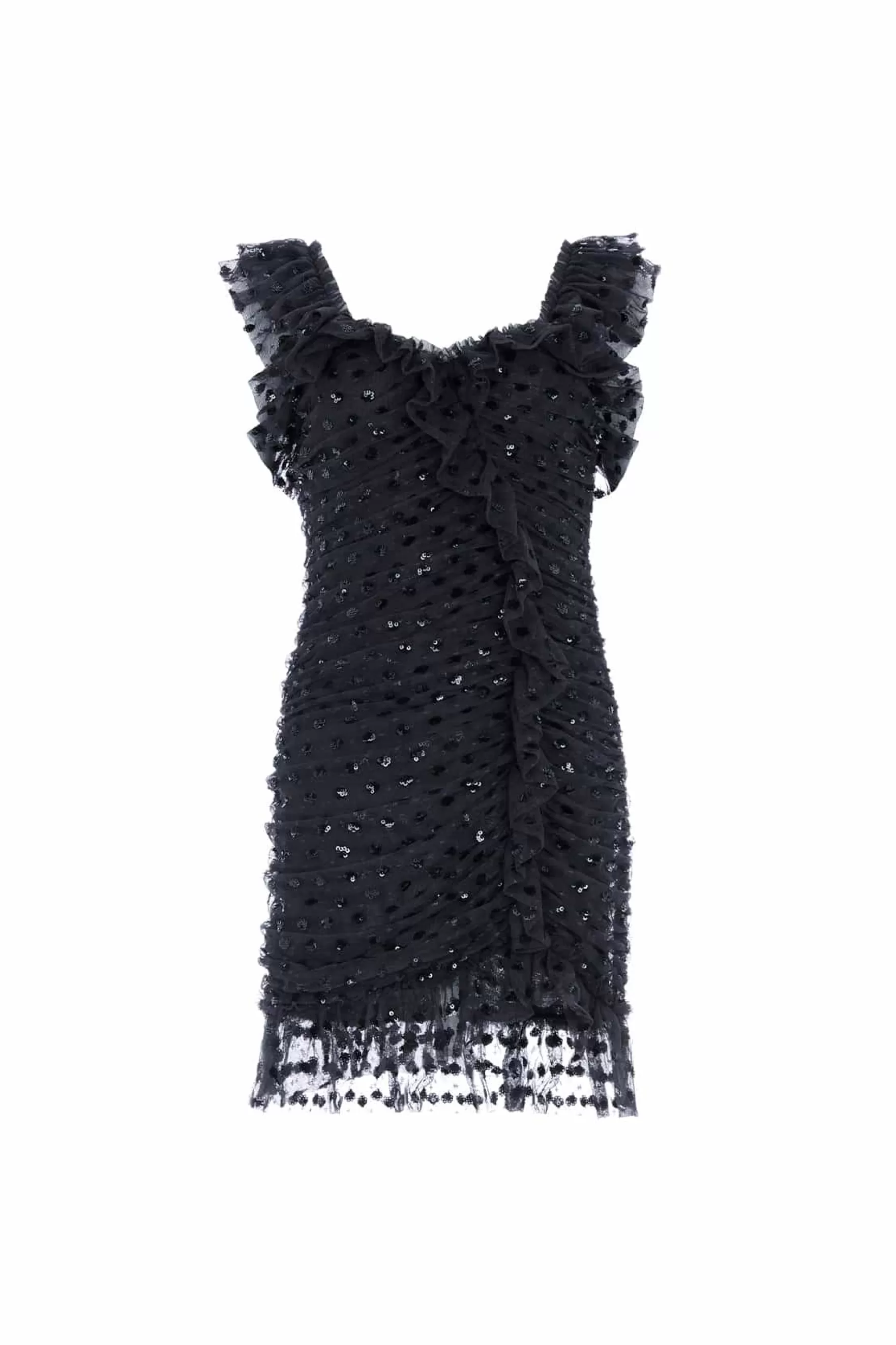 Needle & Thread Mini Dresses | Evening Dresses>Dotty Rouched Micro Mini Dress Black