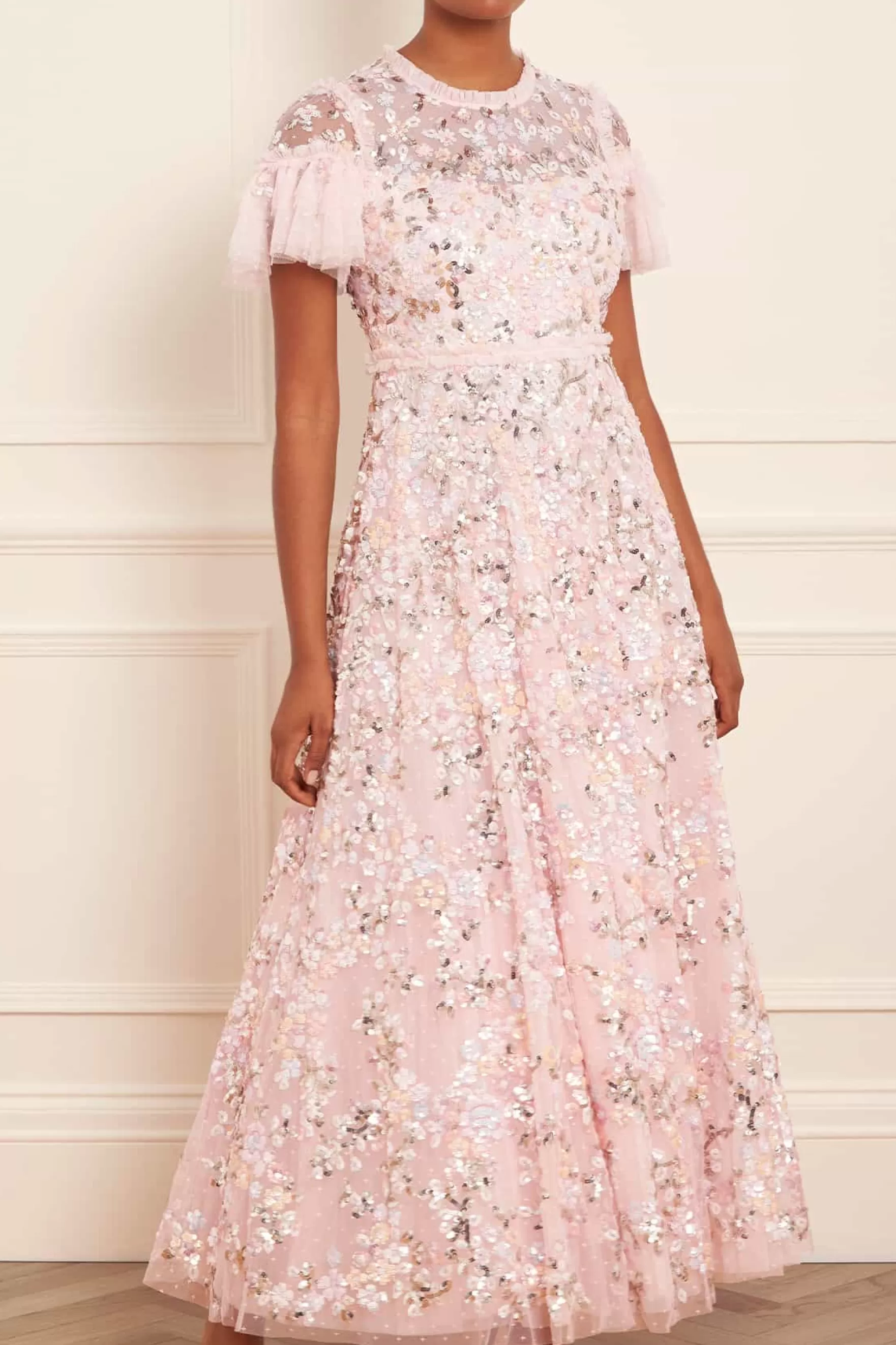 Needle & Thread Mother of the Bride | Evening Dresses>Dream Garland Gloss Round Neck Gown Pink