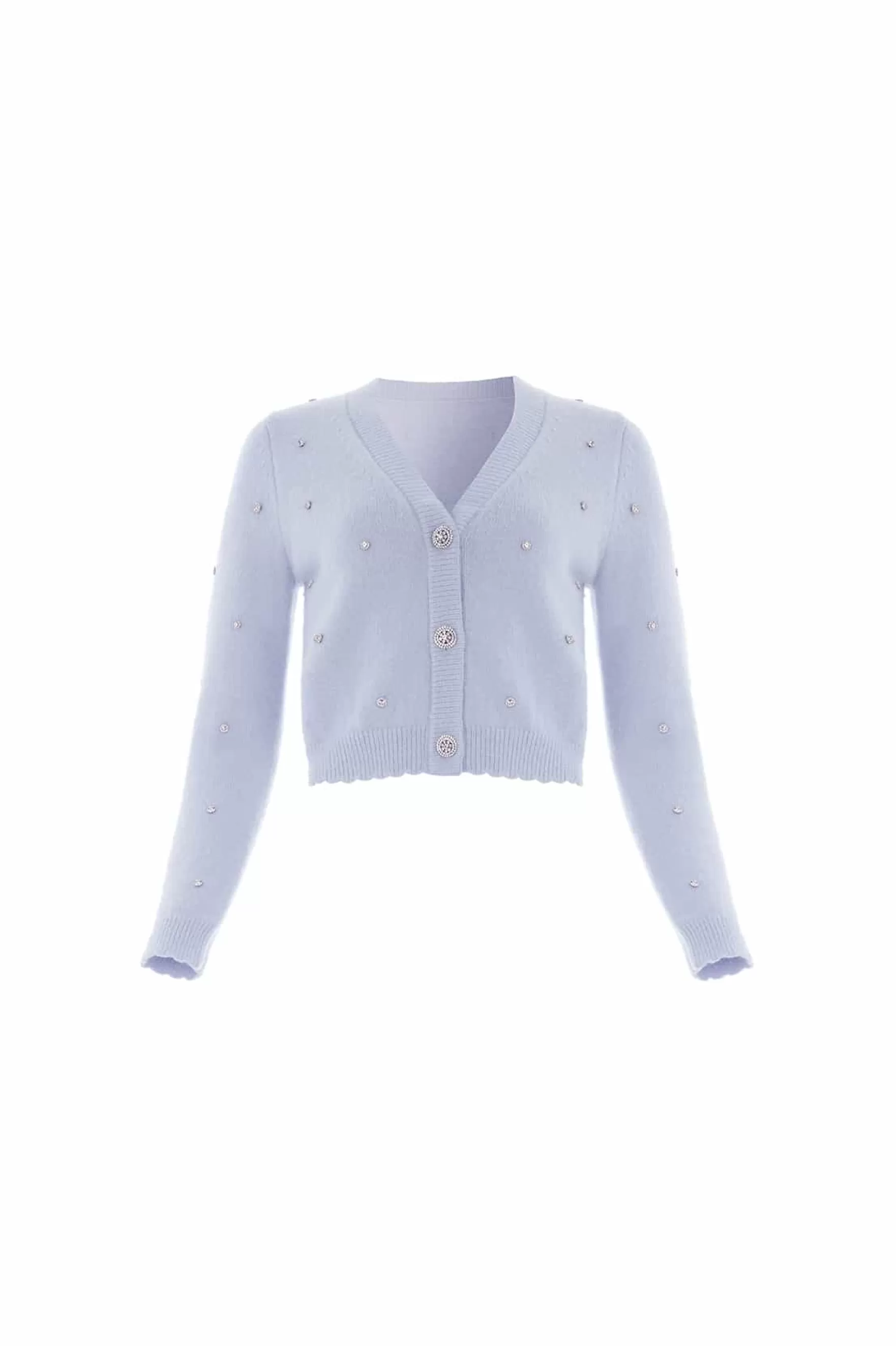 Needle & Thread Knitwear>Embellished Crop Cardigan Blue