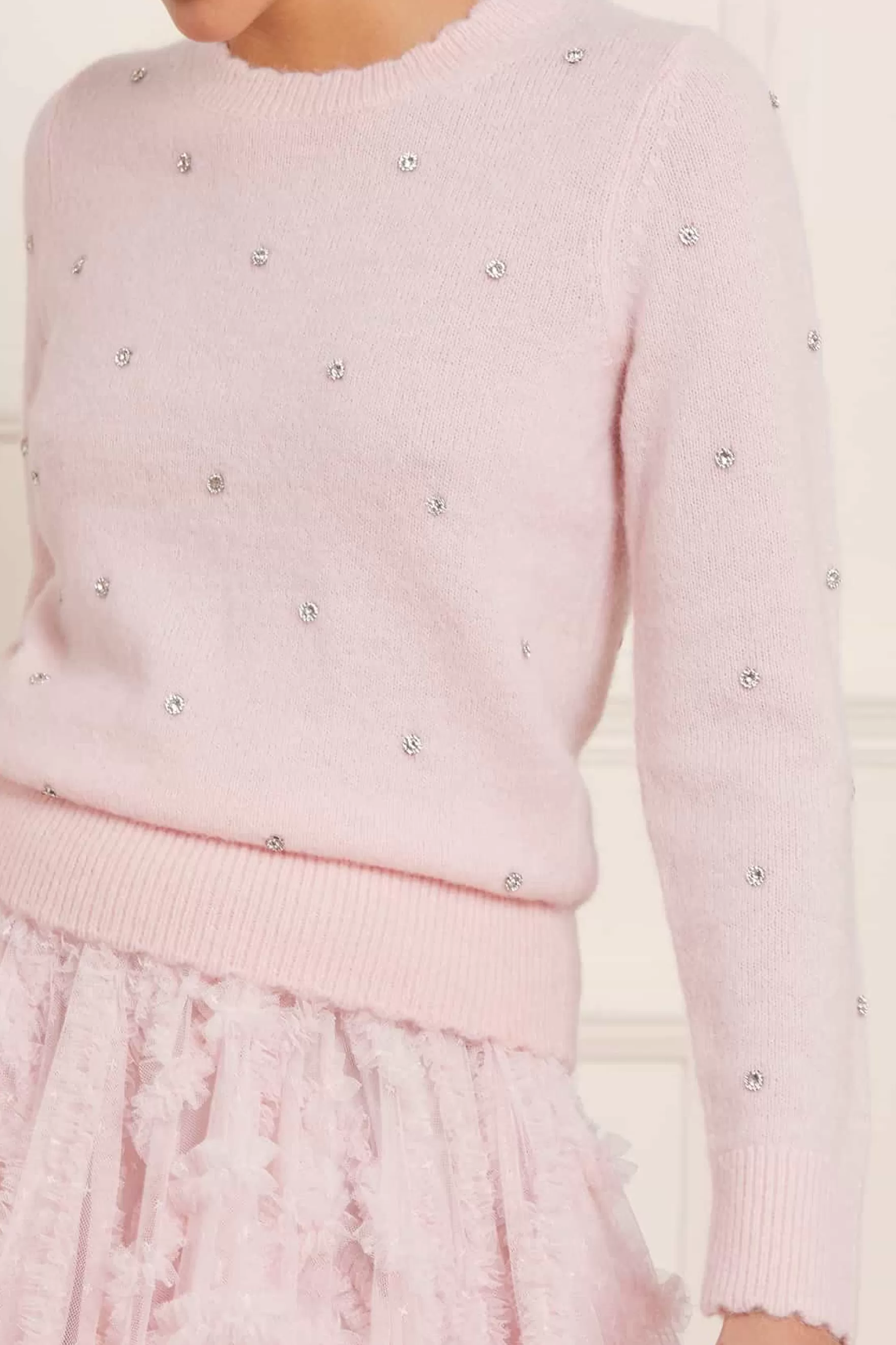 Needle & Thread Knitwear>Embellished Short Jumper Pink