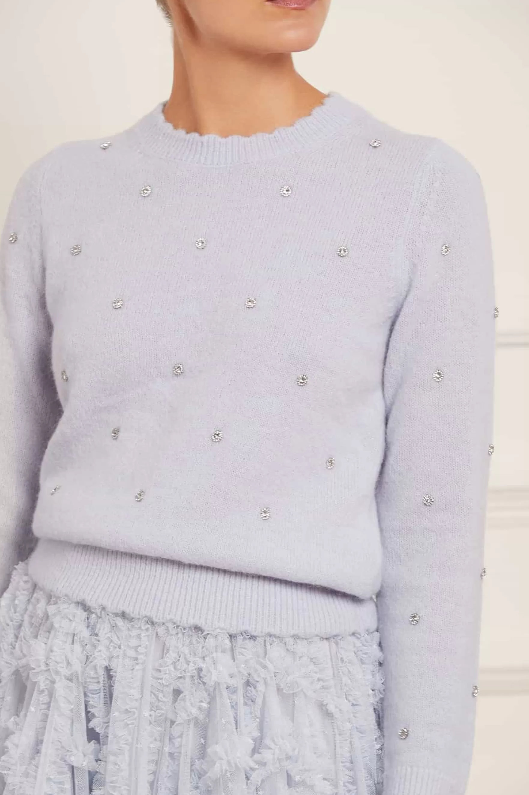 Needle & Thread Knitwear>Embellished Short Jumper Blue