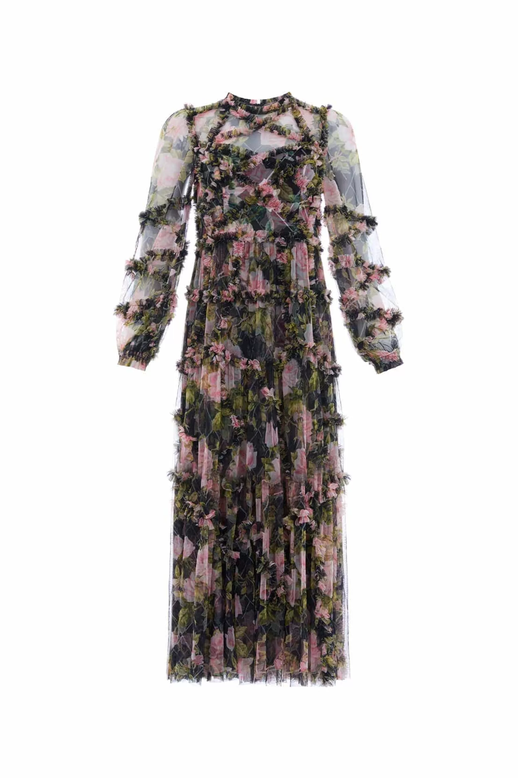 Needle & Thread Wedding Guest | Mother of the Bride>English Rose Diamond Ruffle Ballerina Dress Black