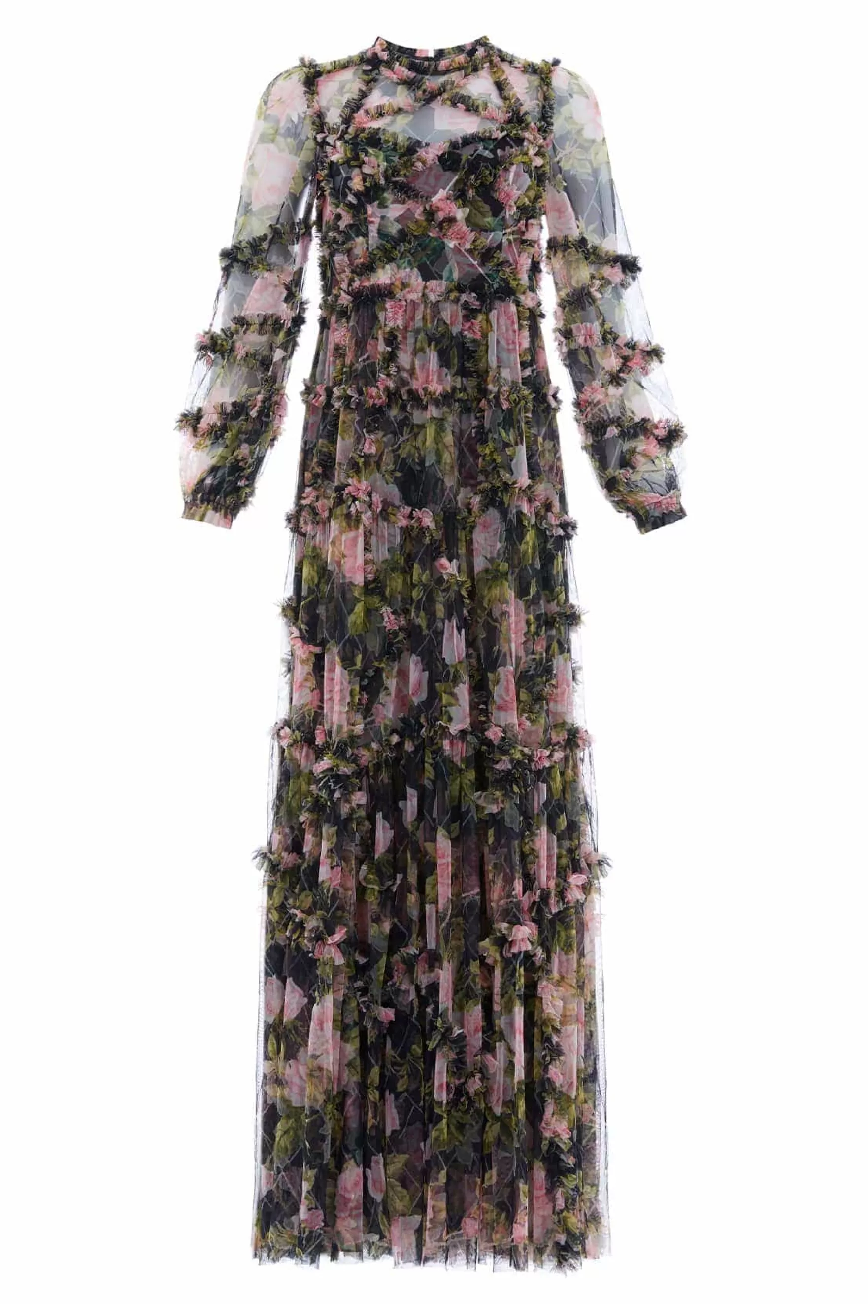 Needle & Thread Wedding Guest | Mother of the Bride>English Rose Diamond Ruffle Gown Black