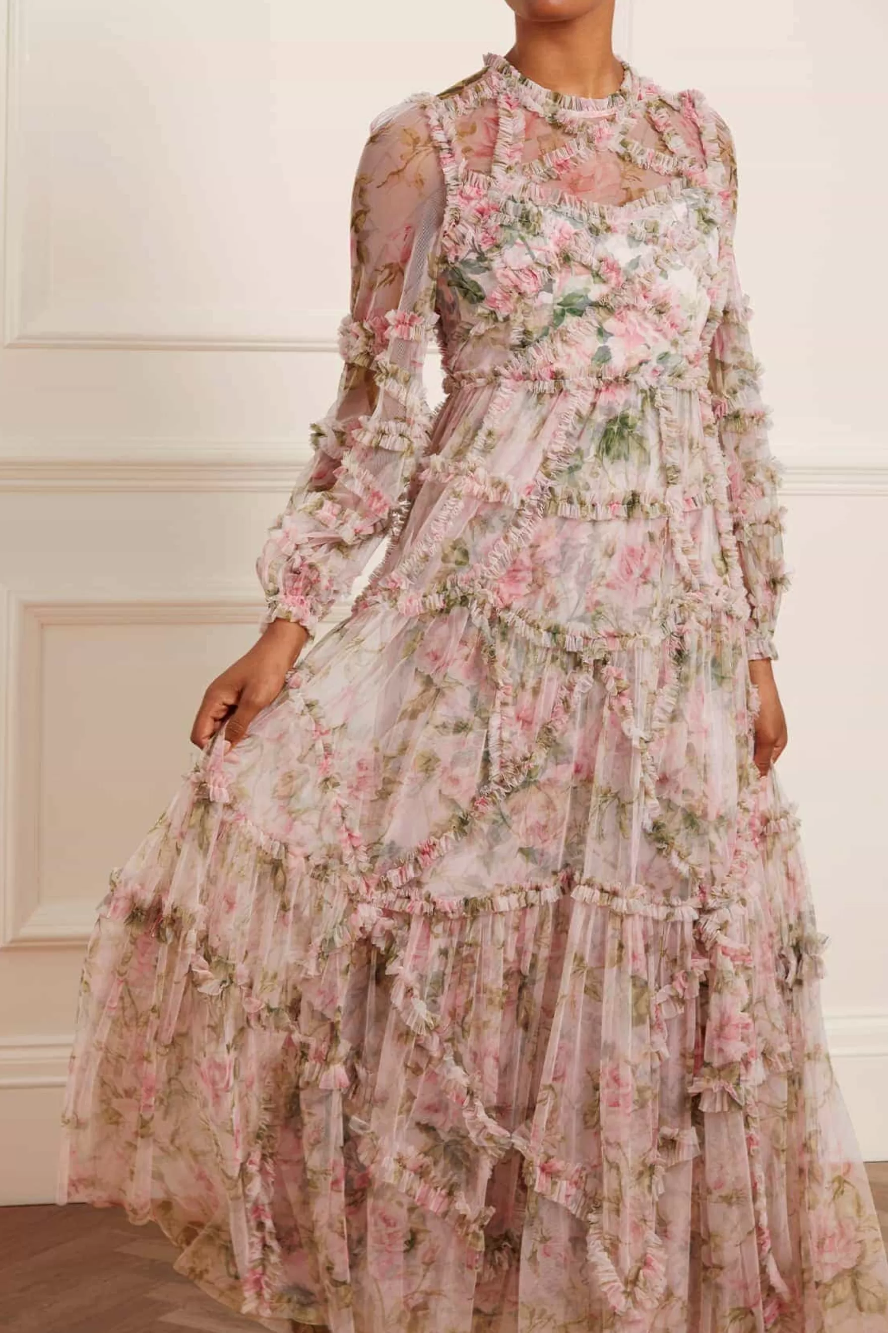 Needle & Thread Wedding Guest | Mother of the Bride>English Rose Diamond Ruffle Gown Pink