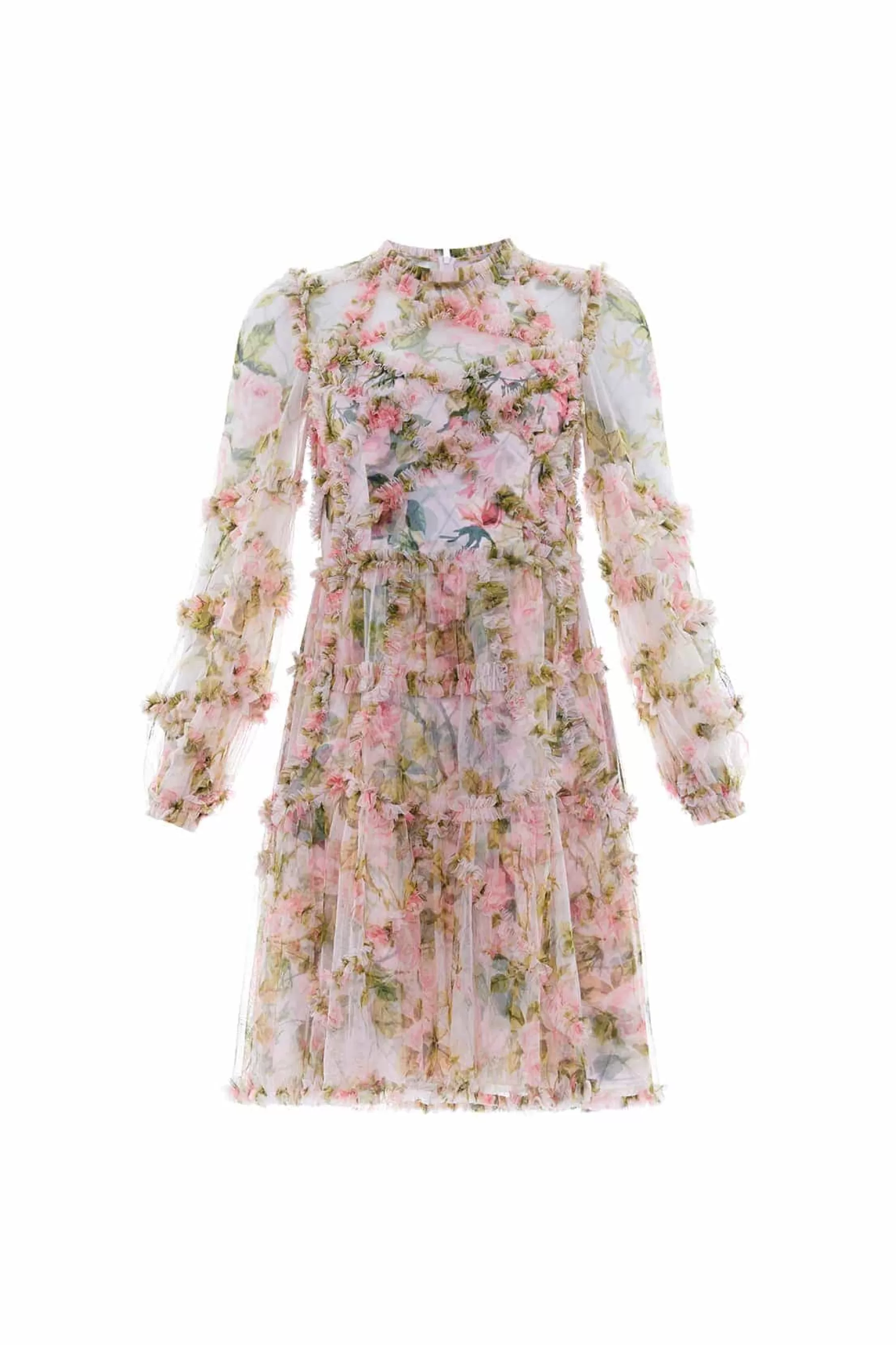 Needle & Thread Wedding Guest | Mummy & Me>English Rose Diamond Ruffle Mini Dress Pink