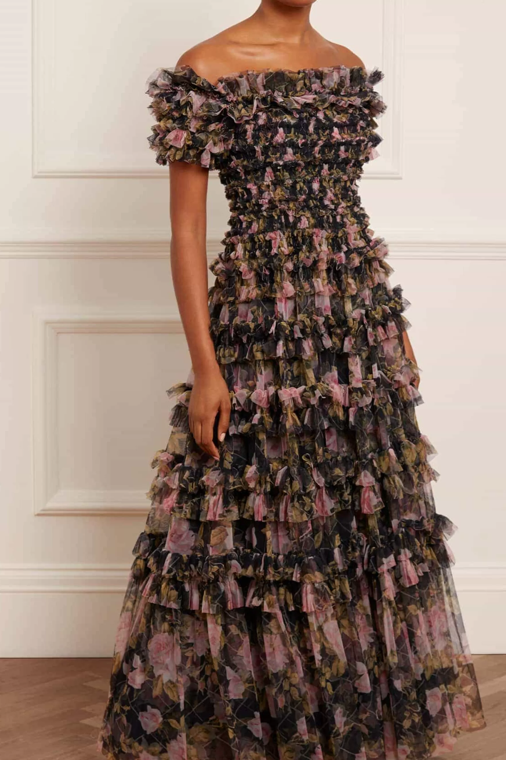 Needle & Thread Mother of the Bride | Evening Dresses>English Rose Lisette Off Shoulder Gown Black